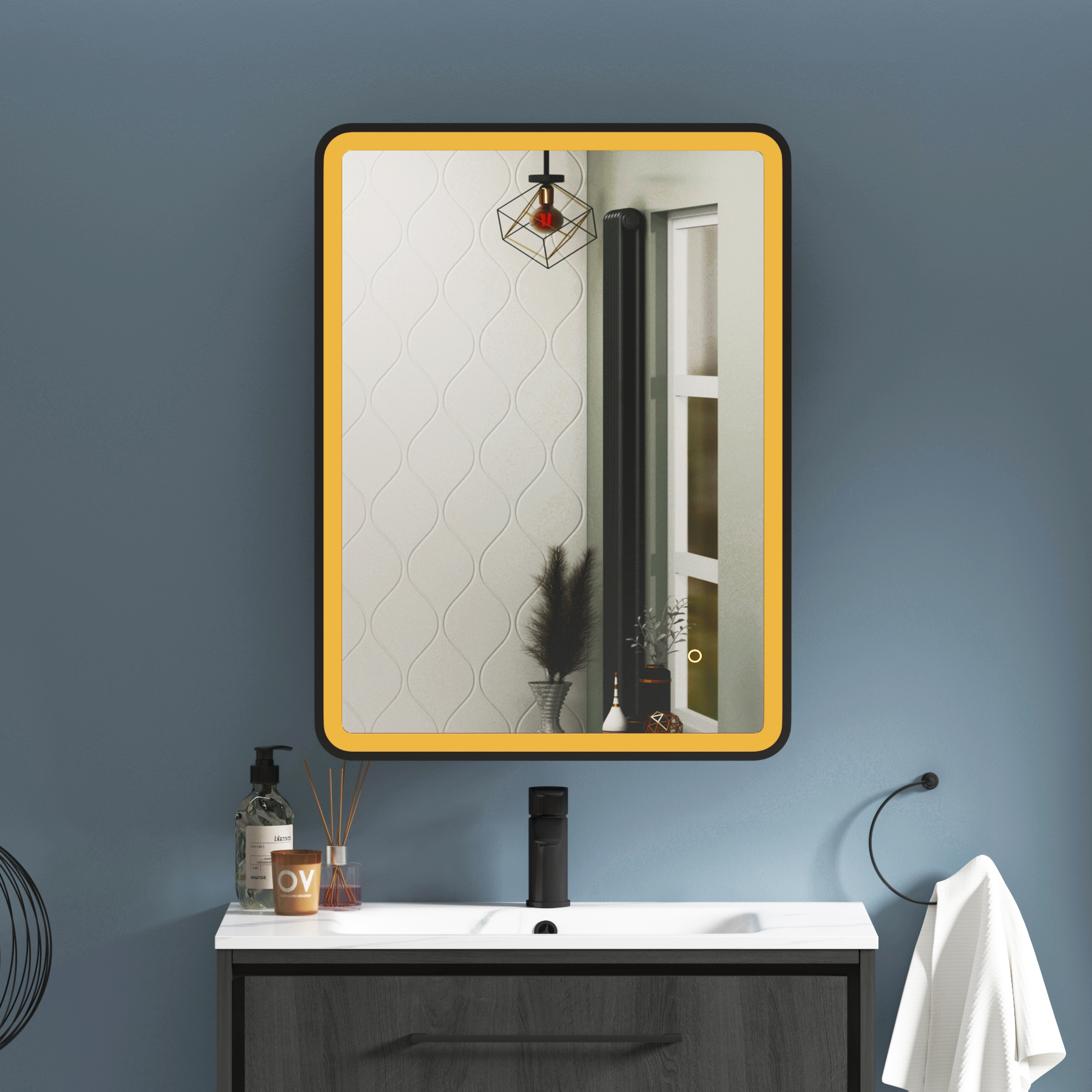 Avenza Frontlit LED Cabinet Illuminated Mirror Framed with Demister Pad & Touch Sensor - Multiple Colours & Sizes