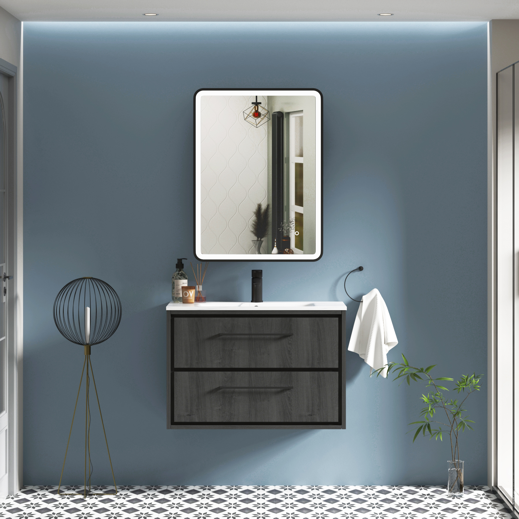 Avenza Frontlit LED Cabinet Illuminated Mirror Framed with Demister Pad & Touch Sensor - Multiple Colours & Sizes
