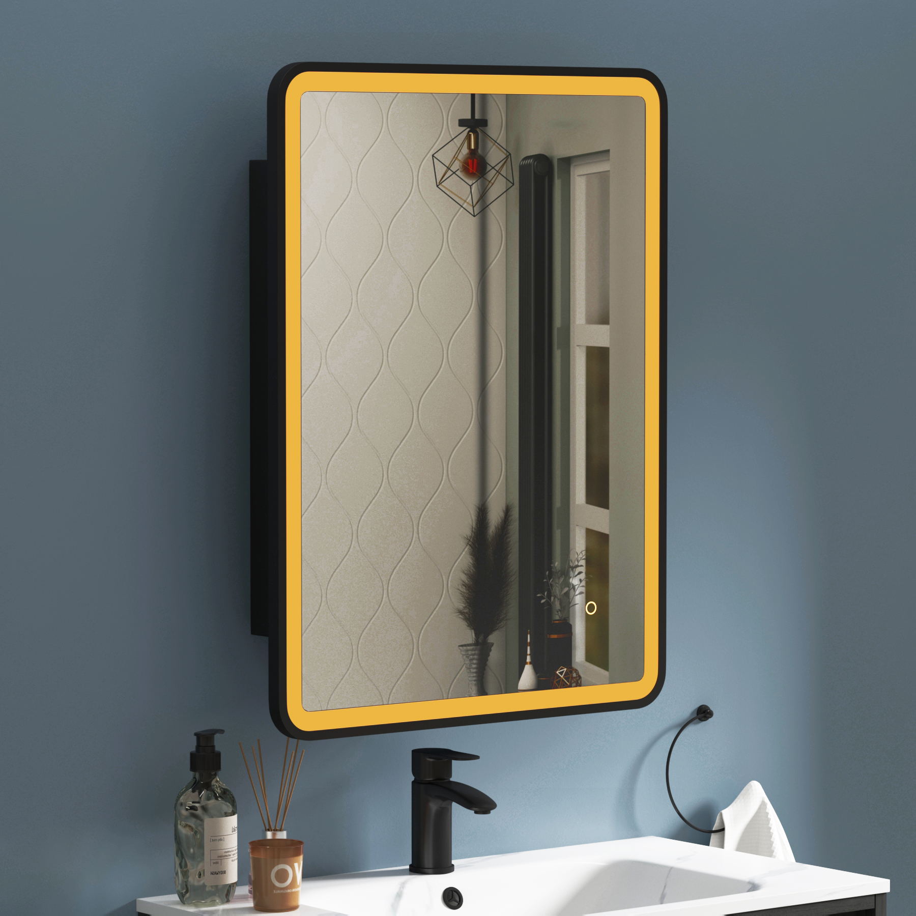 Avenza Frontlit LED Cabinet Illuminated Mirror Framed with Demister Pad & Touch Sensor - Multiple Colours & Sizes