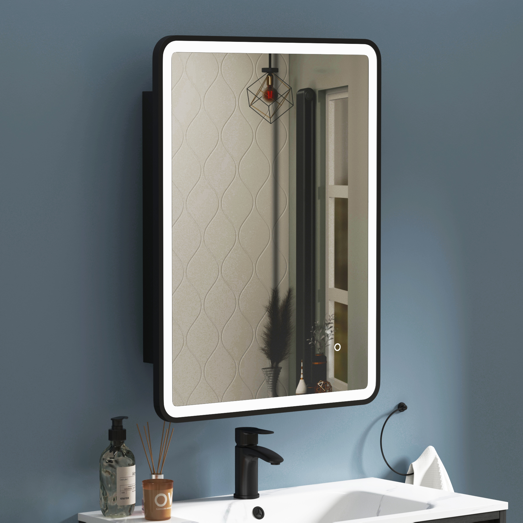 Avenza Frontlit LED Cabinet Illuminated Mirror Framed with Demister Pad & Touch Sensor - Multiple Colours & Sizes