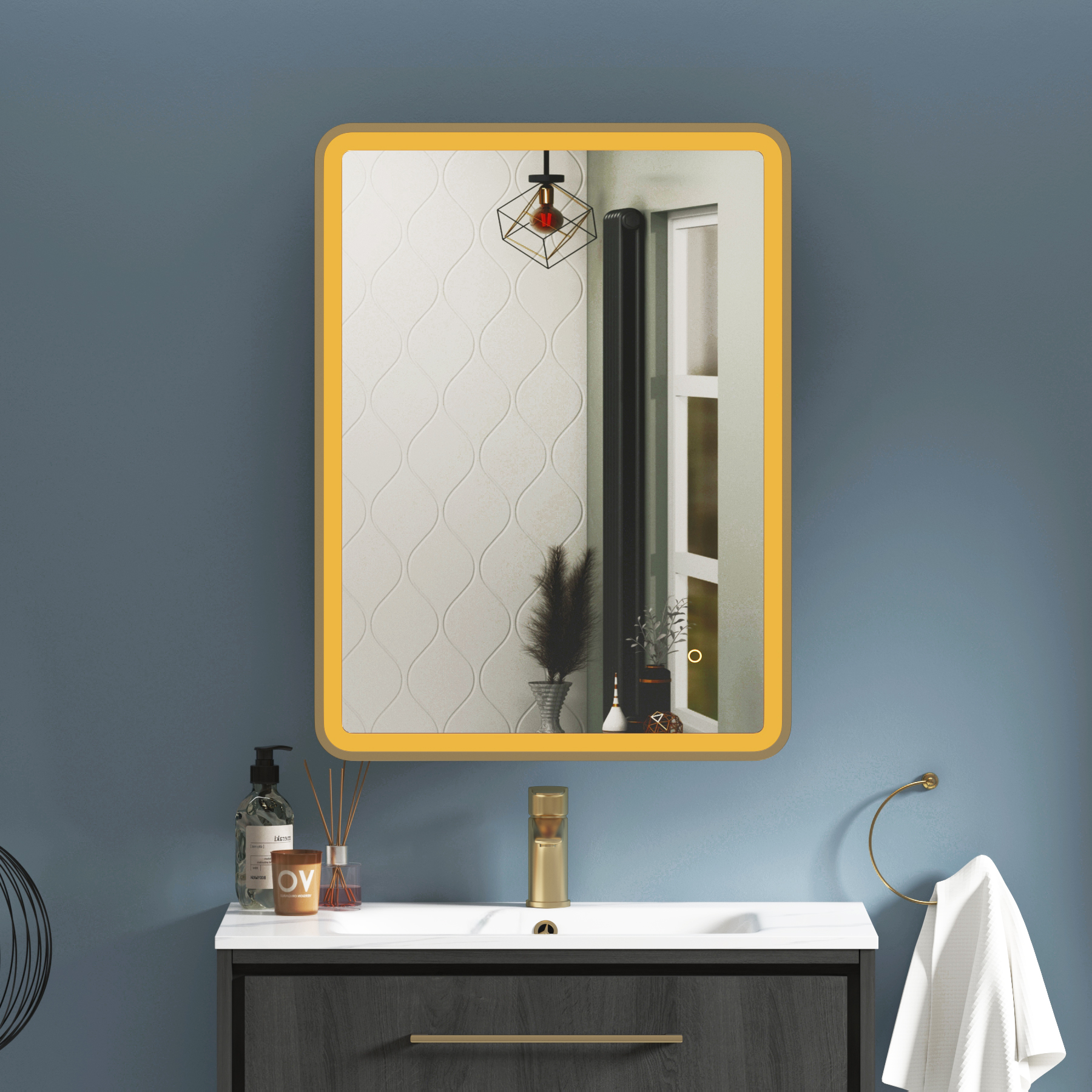 Avenza Frontlit LED Cabinet Illuminated Mirror Framed with Demister Pad & Touch Sensor - Multiple Colours & Sizes