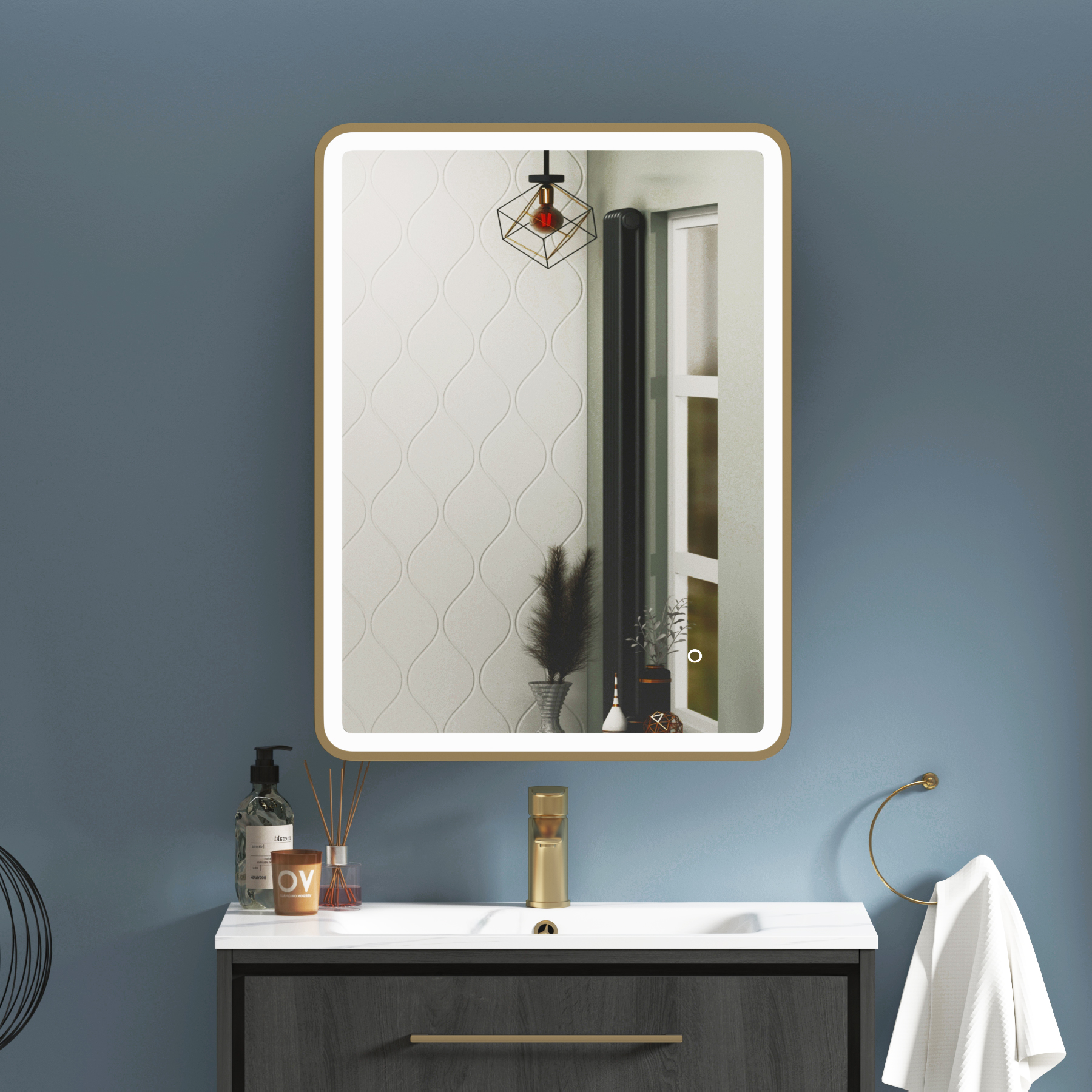 Avenza Frontlit LED Cabinet Illuminated Mirror Framed with Demister Pad & Touch Sensor - Multiple Colours & Sizes