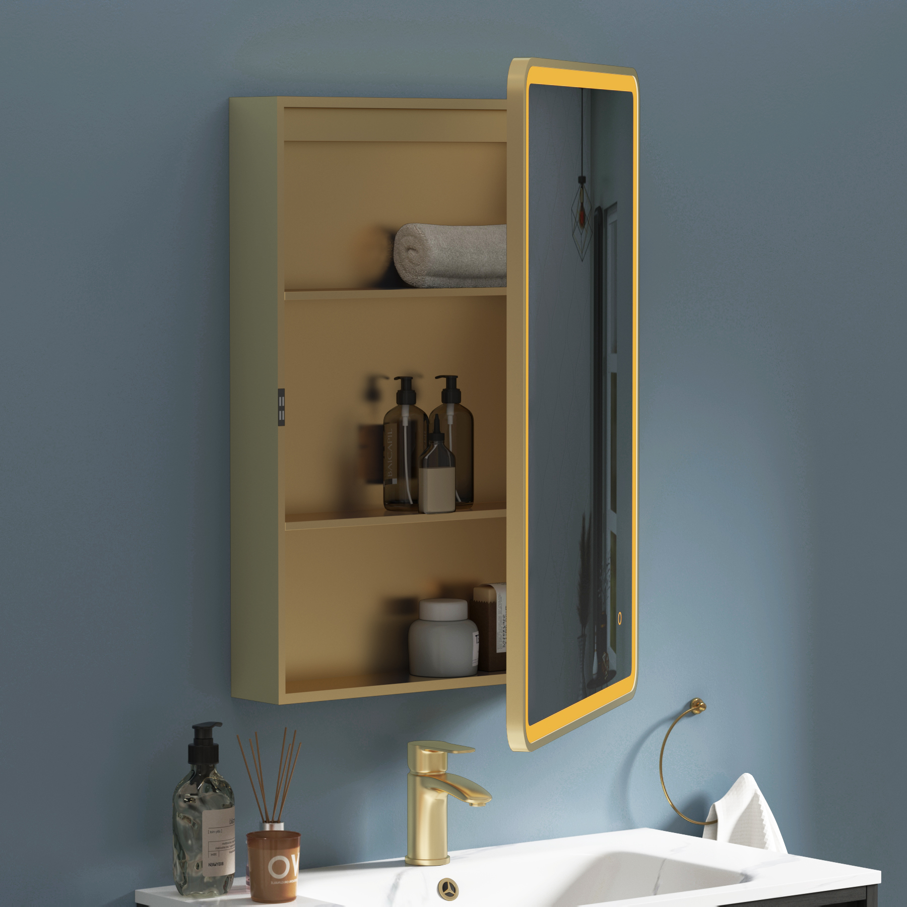 Avenza Frontlit LED Cabinet Illuminated Mirror Framed with Demister Pad & Touch Sensor - Multiple Colours & Sizes