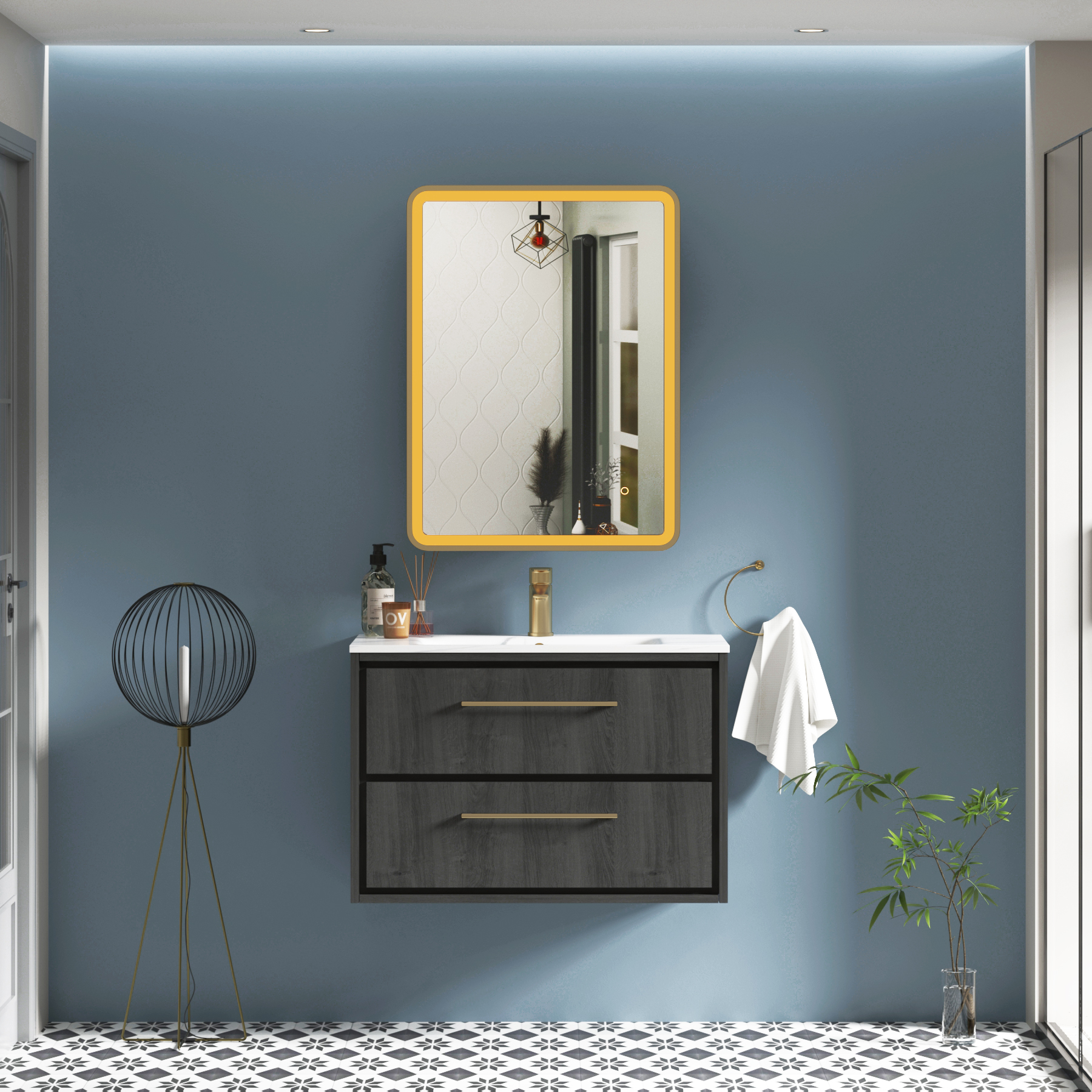 Avenza Frontlit LED Cabinet Illuminated Mirror Framed with Demister Pad & Touch Sensor - Multiple Colours & Sizes
