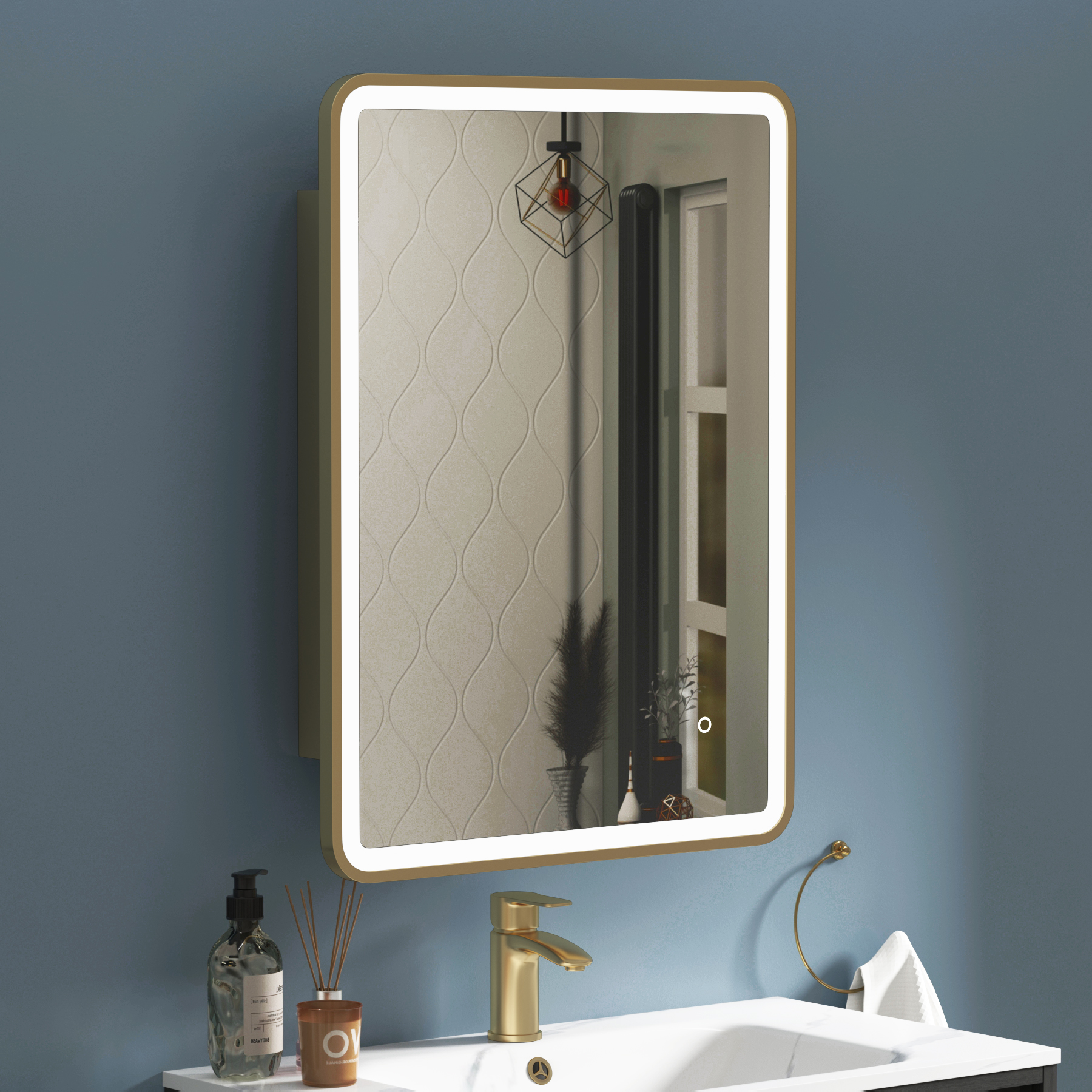 Avenza Frontlit LED Cabinet Illuminated Mirror Framed with Demister Pad & Touch Sensor - Multiple Colours & Sizes