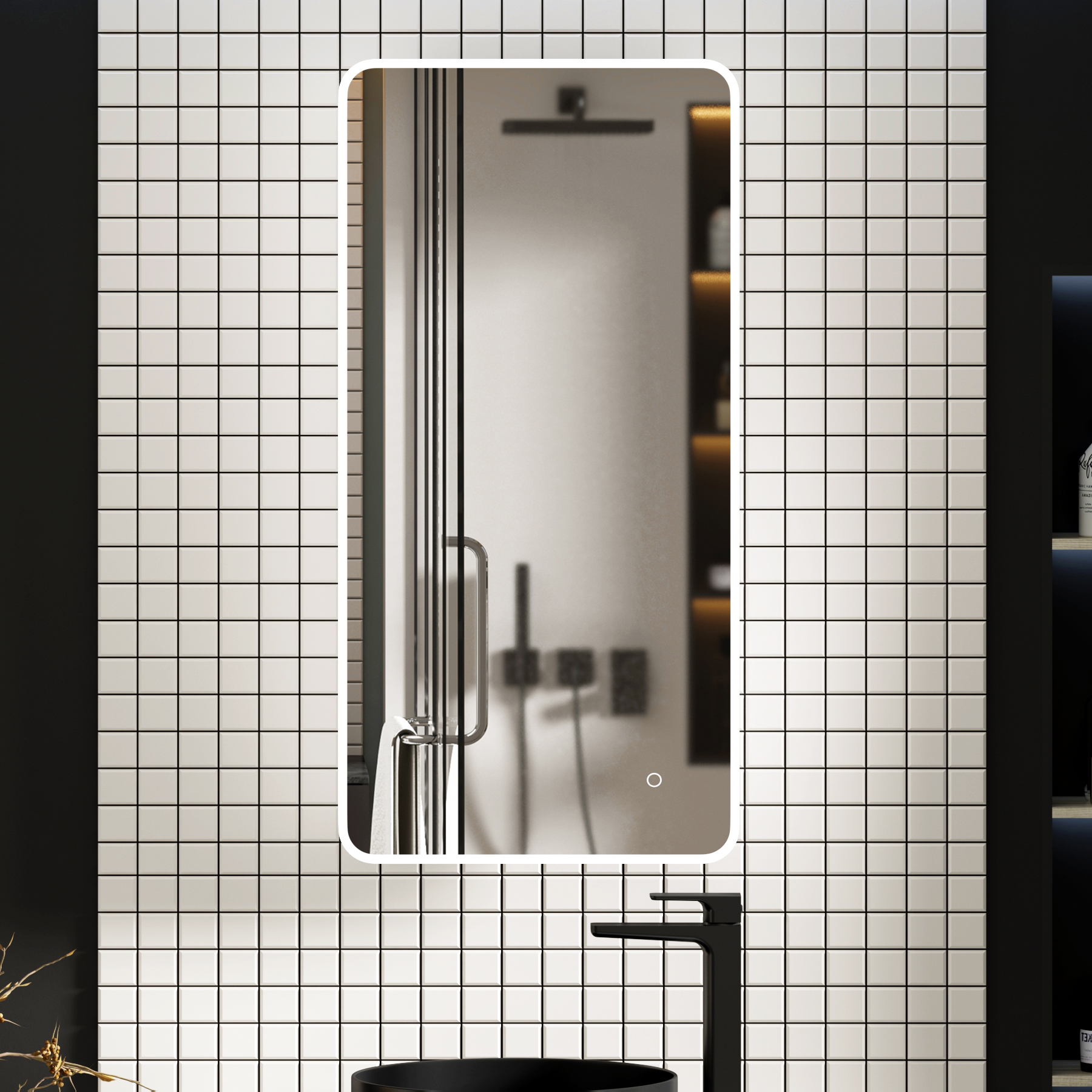 Avenza 450 x 900mm Frontlit Frameless LED Cabinet Illuminated Rectanfular Mirror with Demister Pad & Touch Sensor