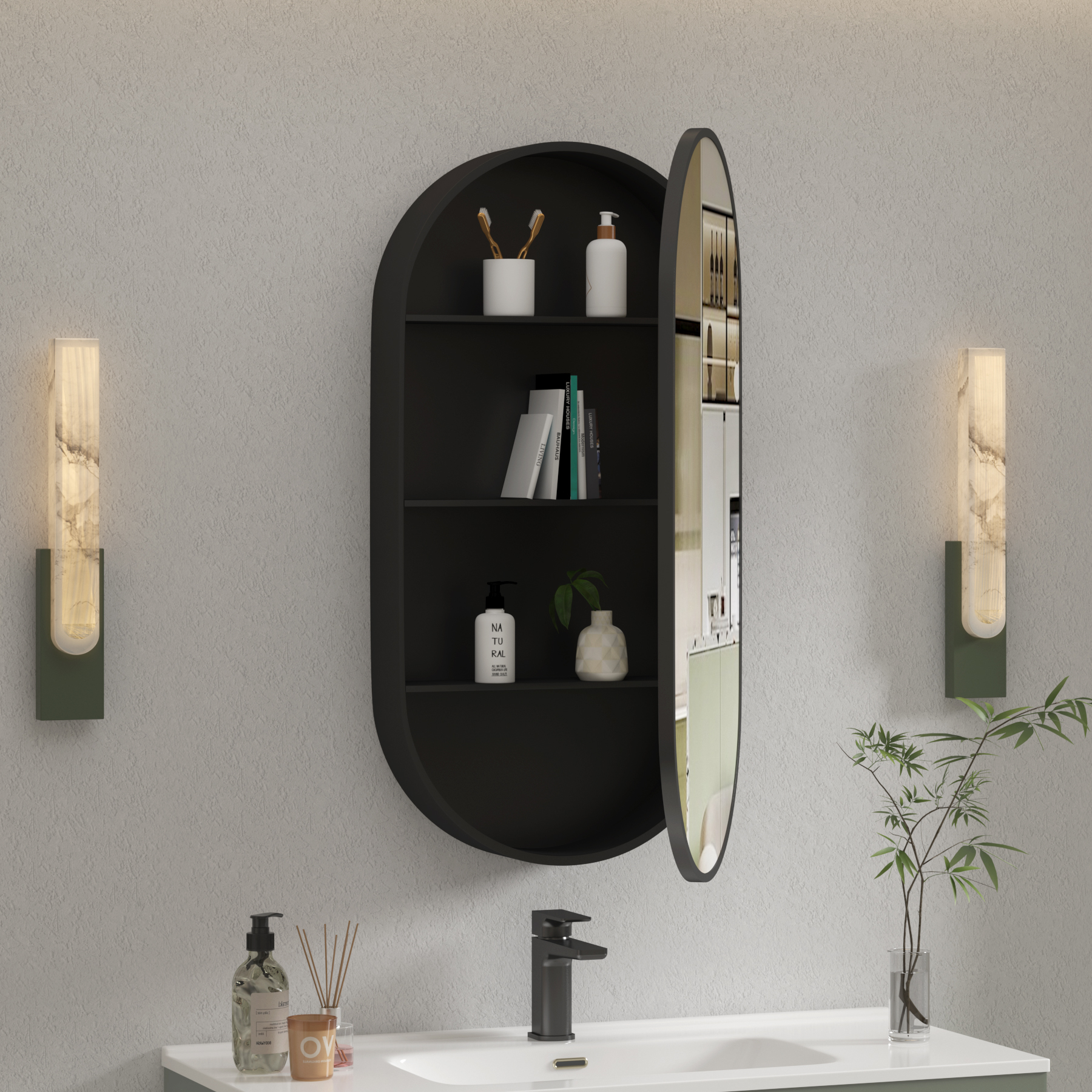 Avenza 500 x 1000mm Cabinet Bathroom Mirror Sleek Modern Capsule Design - Multiple Colours