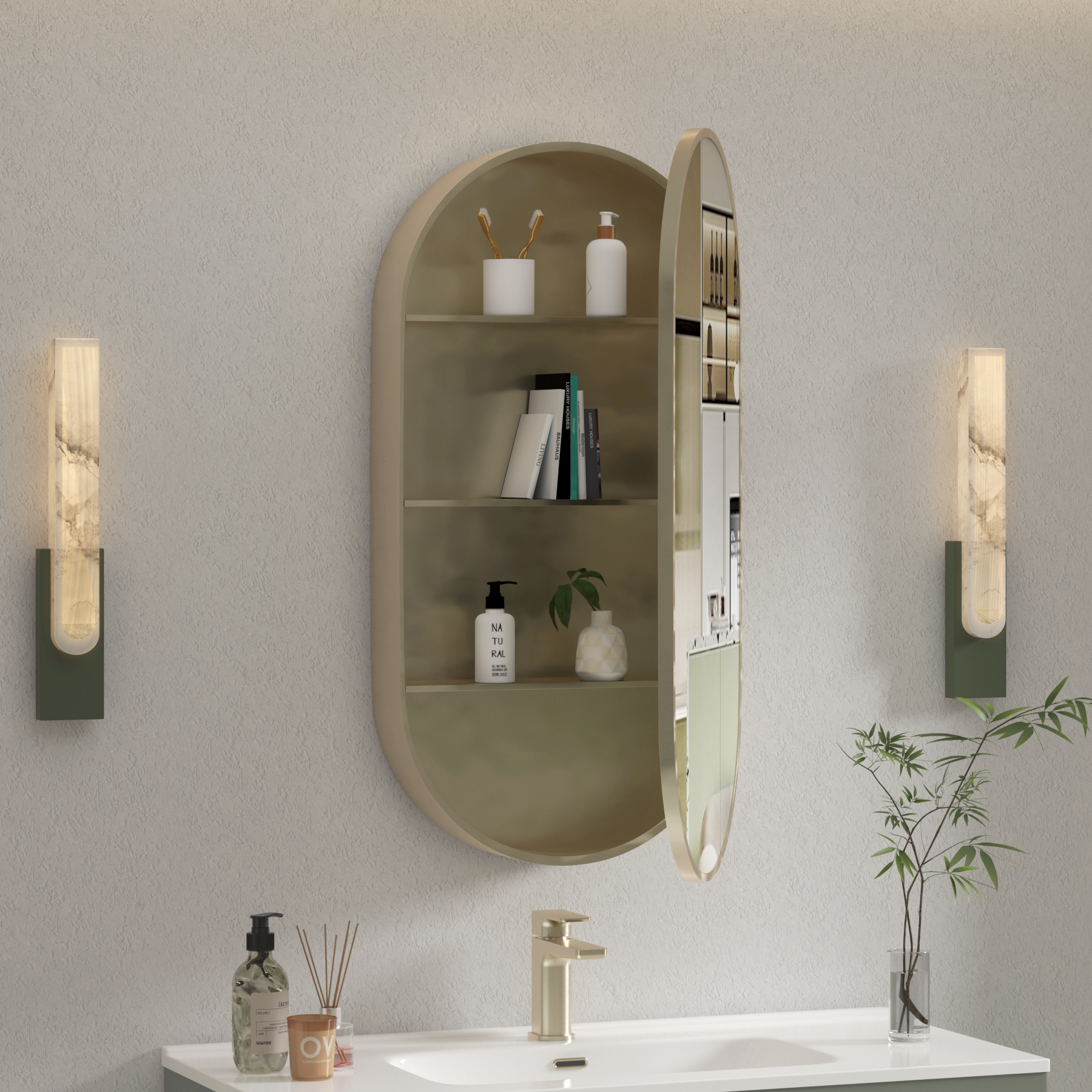 Avenza 500 x 1000mm Cabinet Bathroom Mirror Sleek Modern Capsule Design - Multiple Colours