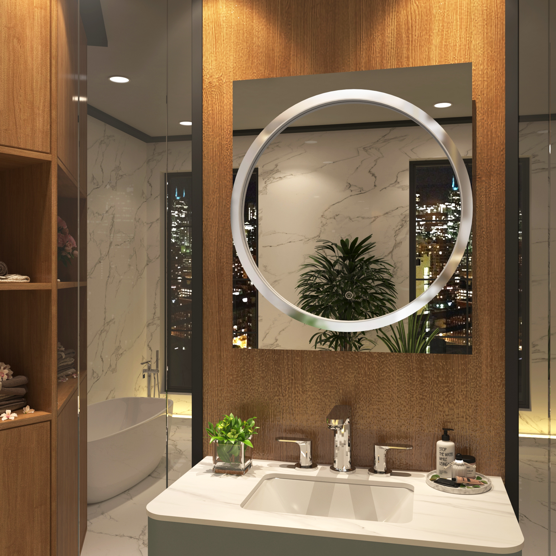 Monaco 600 x 700mm LED Illuminated Chrome Frame Bathroom Mirror 