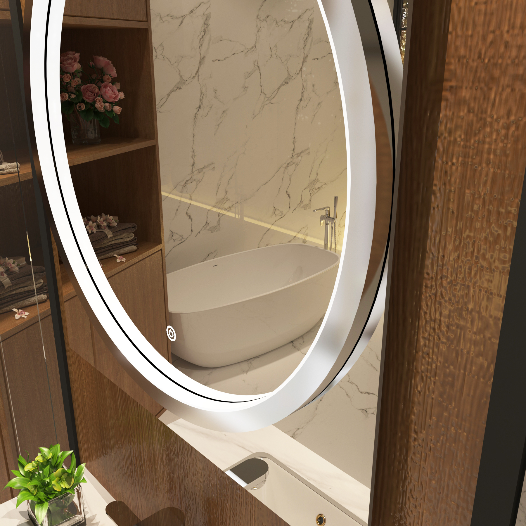 Monaco 600 x 700mm LED Illuminated Chrome Frame Bathroom Mirror 