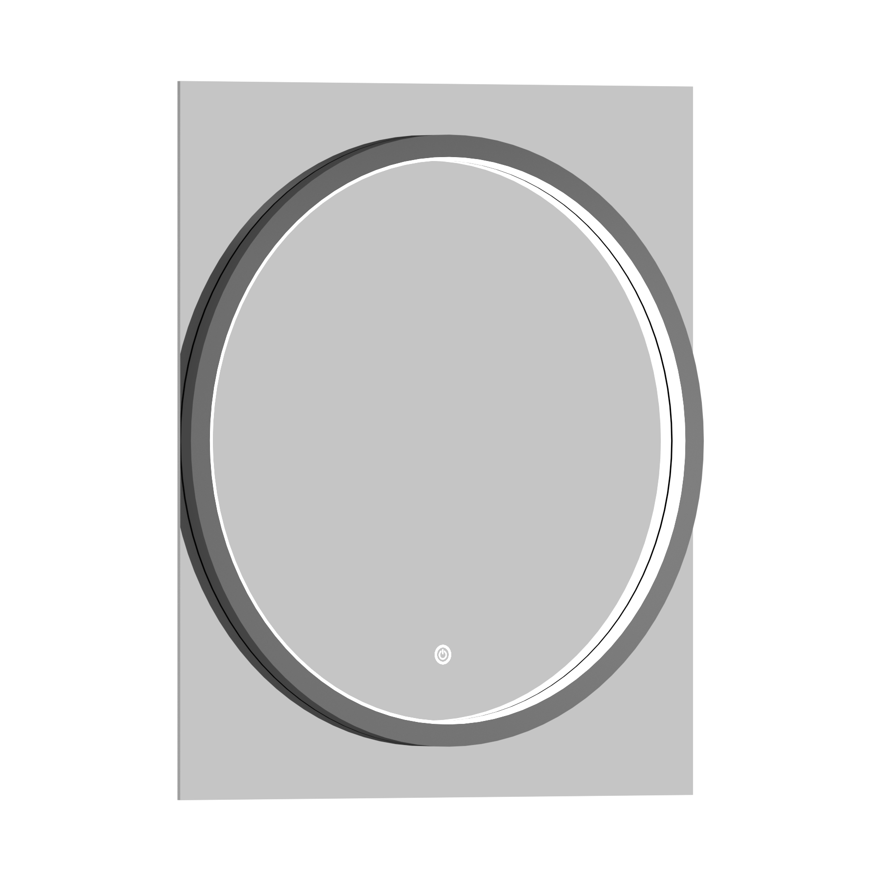 Monaco 600 x 700mm Matt Black Frontlit LED Illuminated Framed Round Mirror with Demister Pad & Touch Sensor