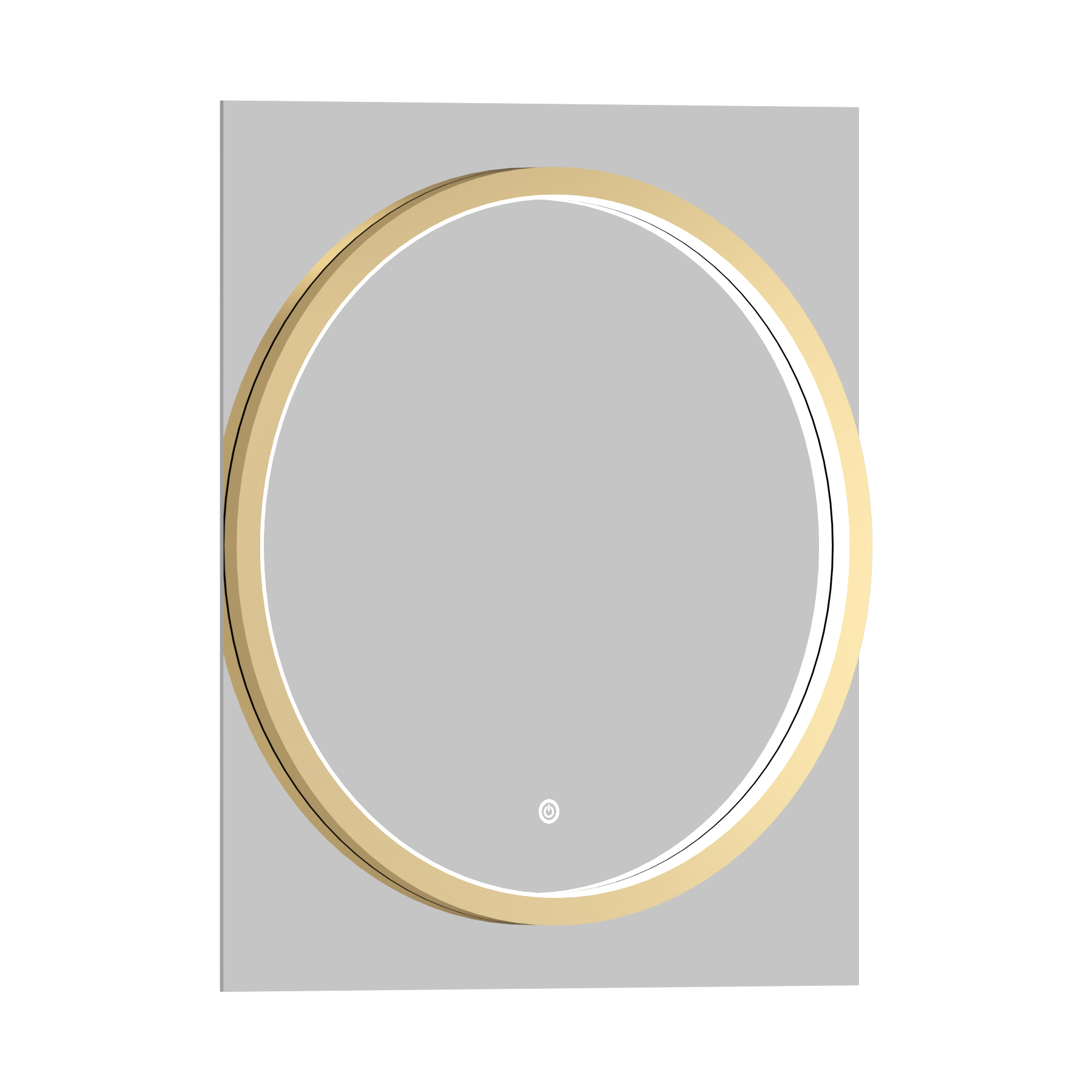 Monaco 600 x 700mm Brushed Brass Frontlit LED Illuminated Framed Round Mirror with Demister Pad & Touch Sensor