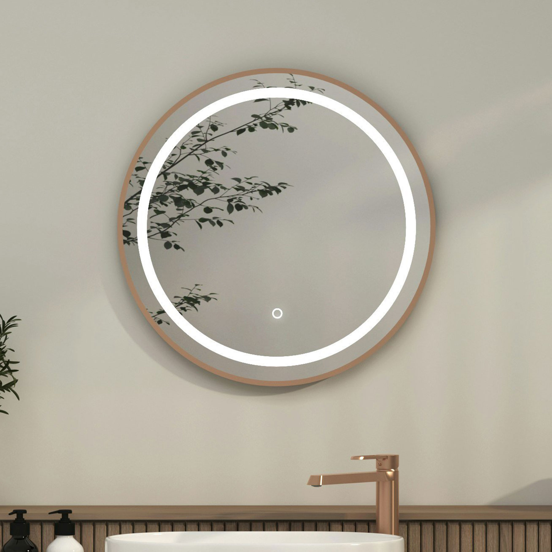 Capri Frontlit LED Illuminated Framed Round Mirror with Demister Pad & Touch Sensor - Multiple Colours & Sizes