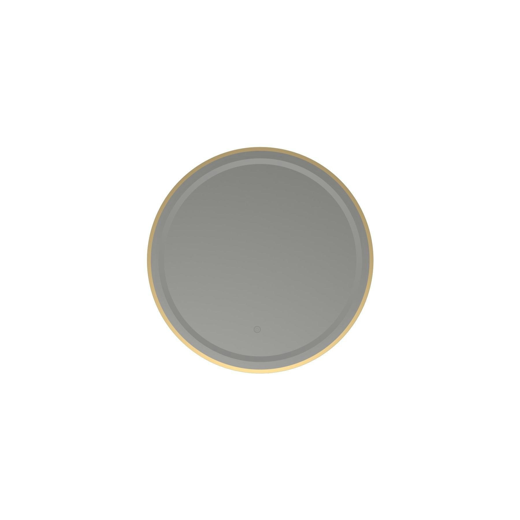 Capri 600 x 600mm Brushed Brass Frontlit LED Illuminated Framed Round Mirror with Demister Pad & Touch Sensor