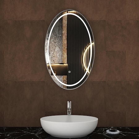 Capri 500 x 800mm Oval Front Lit LED Framed Mirror with Touch Sensor - Chrome