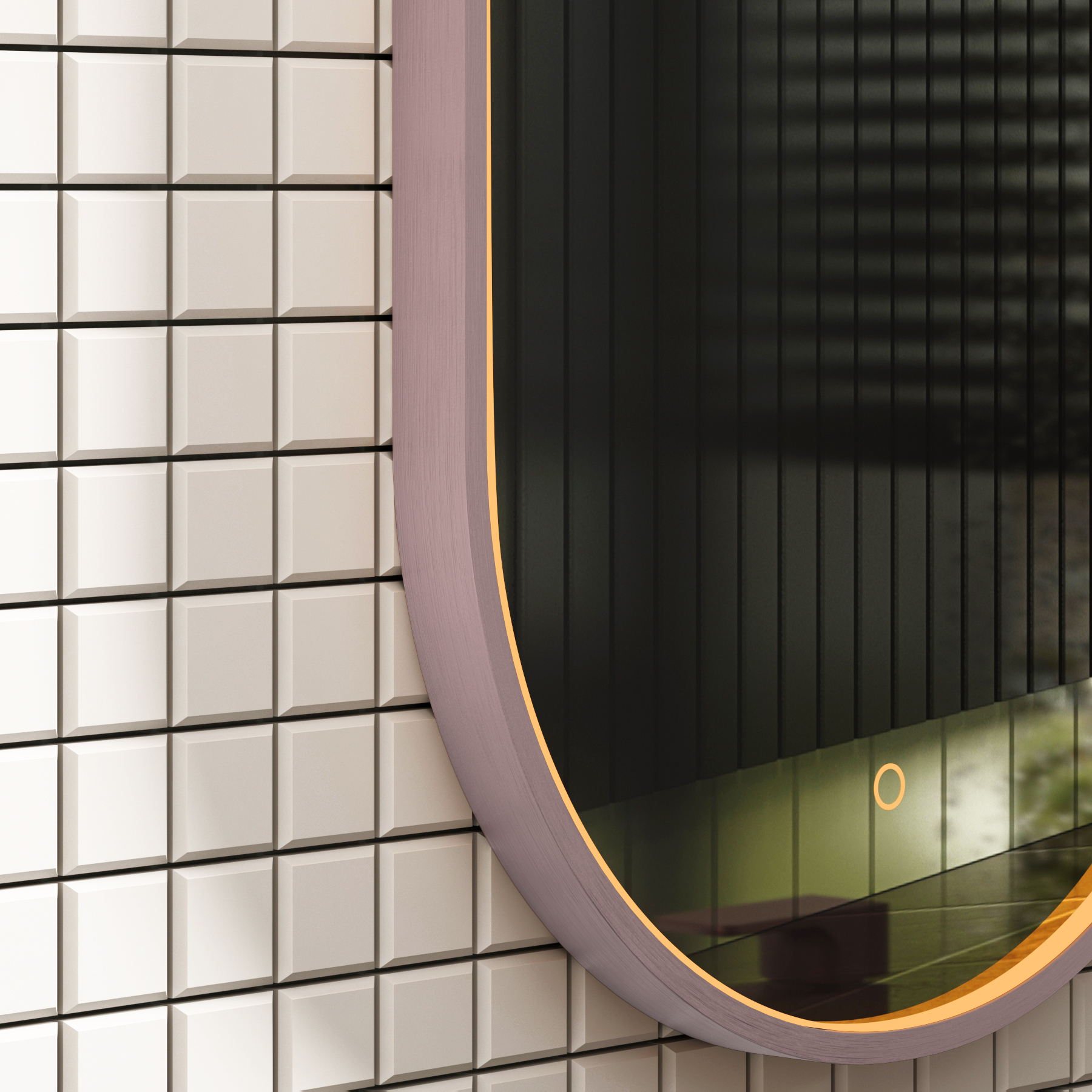 Luxor 450 x 900mm Brushed Bronze Framed Capsule Mirror Within Frame LED, Touch Sensor & Demister Pad