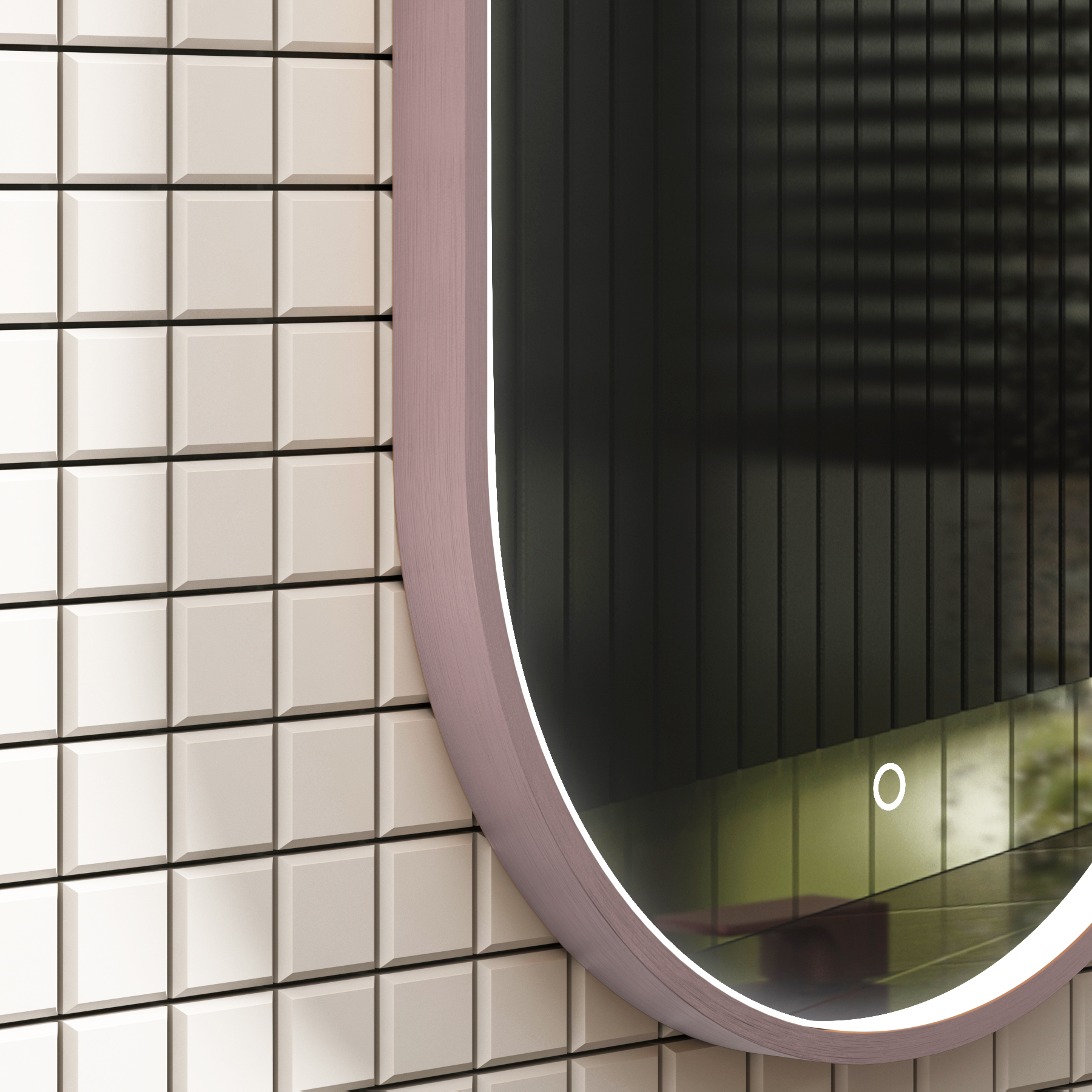 Luxor 450 x 900mm Brushed Bronze Framed Capsule Mirror Within Frame LED, Touch Sensor & Demister Pad