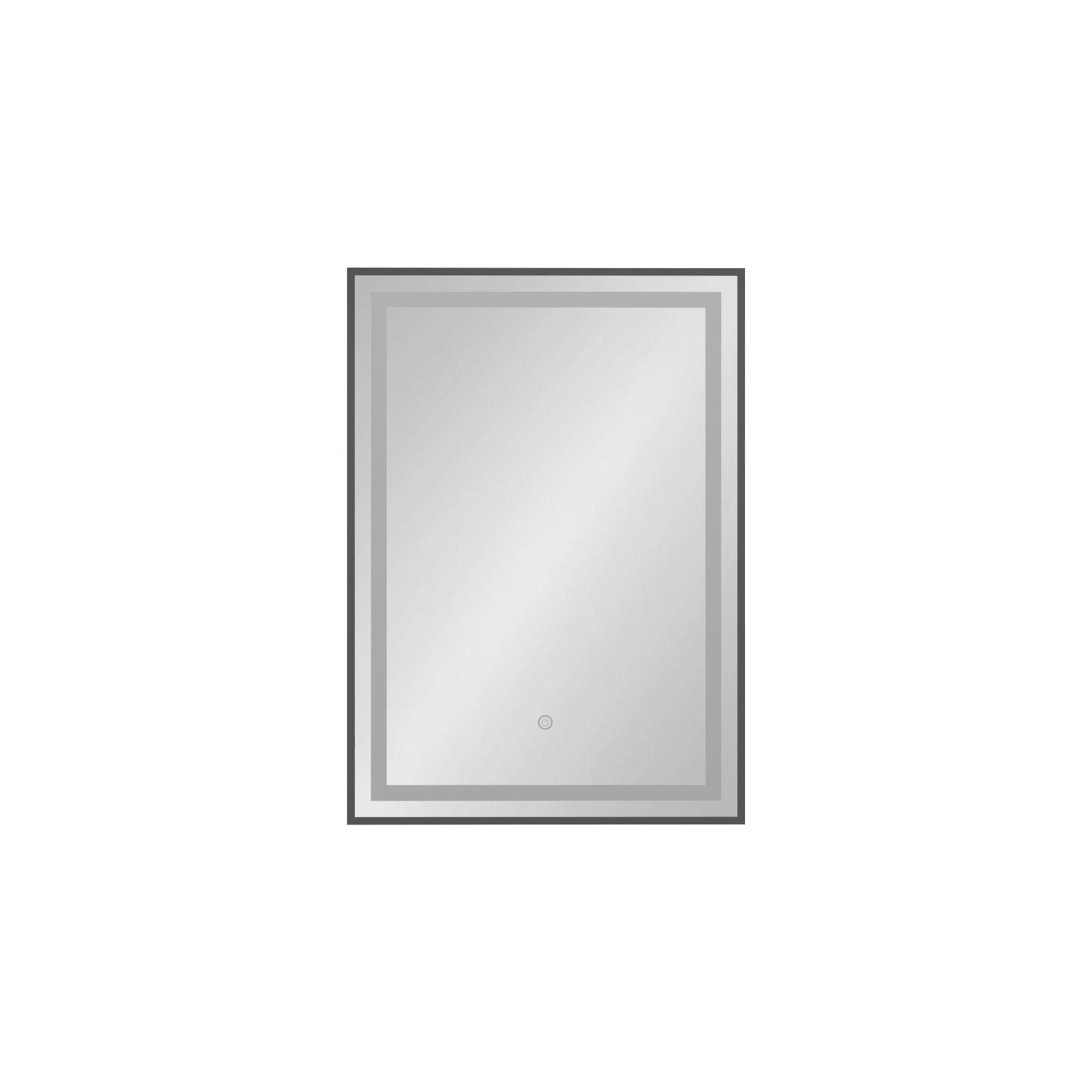 Oslo 500 x 700mm Matt Black Frontlit LED Illuminated Framed Mirror with Demister Pad & Touch Sensor