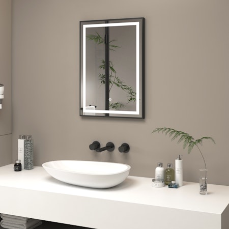 Oslo 500 x 700mm Black LED Framed Rectangle Mirror with Demister Pad & Touch Sensor