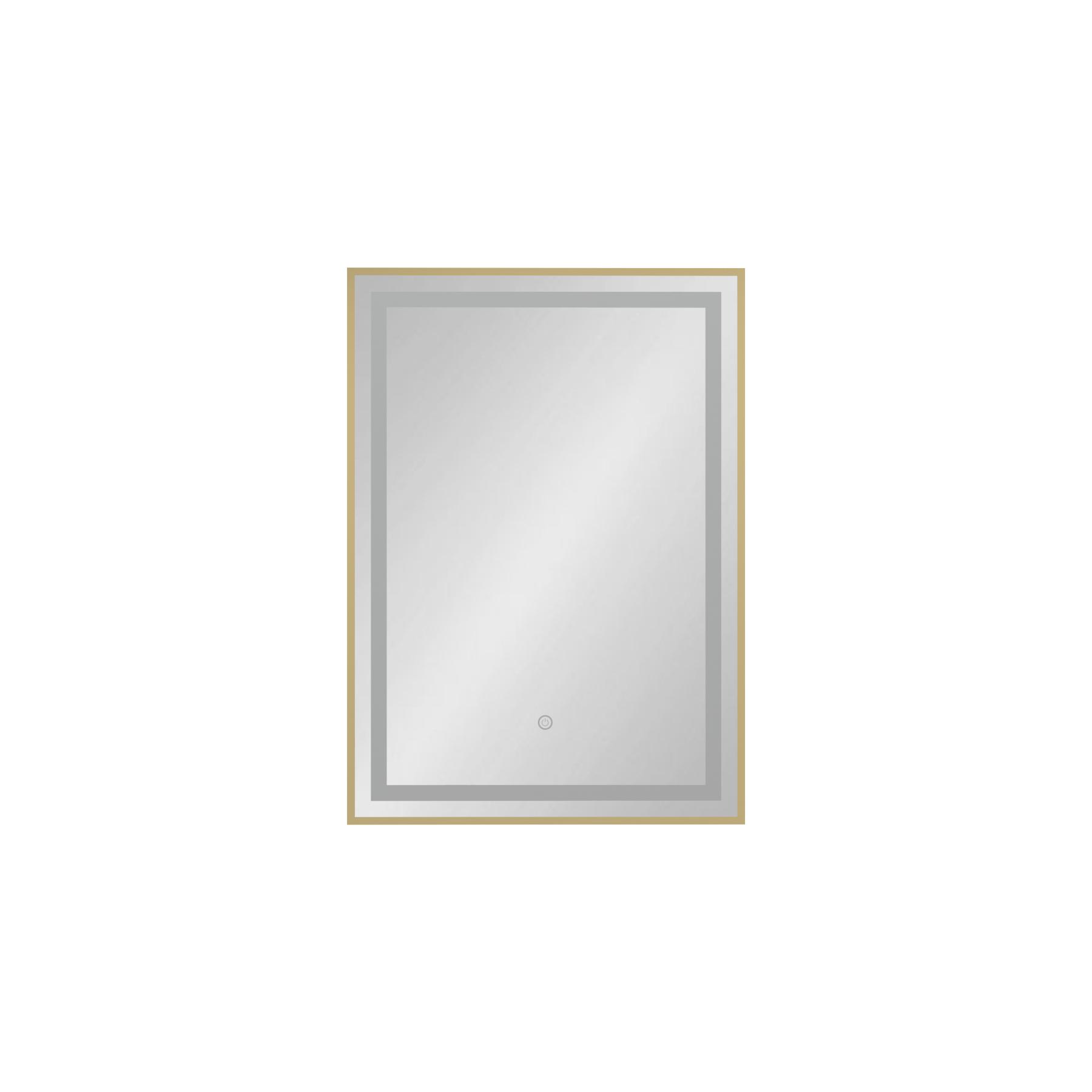 Oslo 500 x 700mm Brushed Brass Frontlit LED Illuminated Framed Mirror with Demister Pad & Touch Sensor