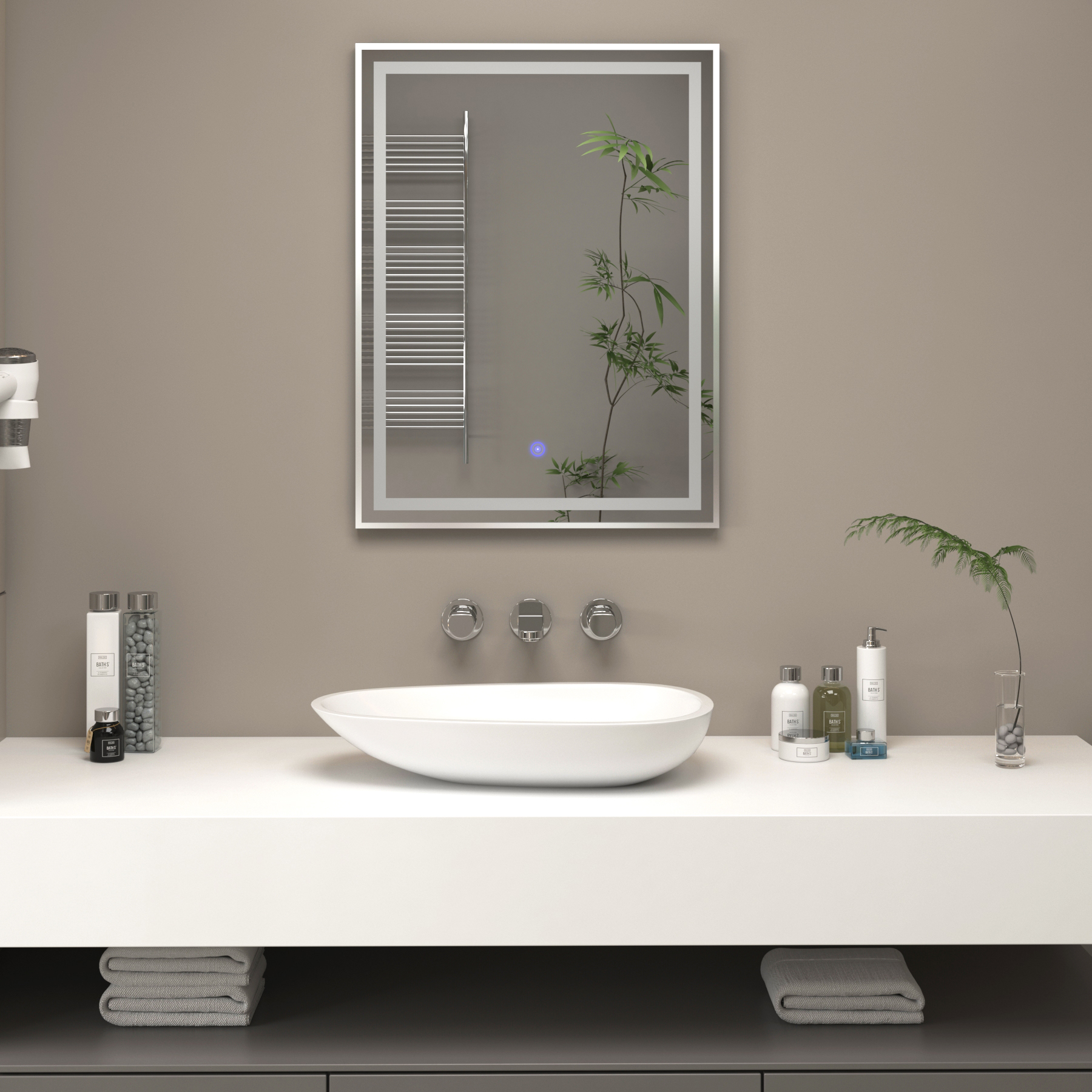 Oslo Frontlit LED Illuminated Framed Mirror with Demister Pad & Touch Sensor - Multiple Colours & Sizes