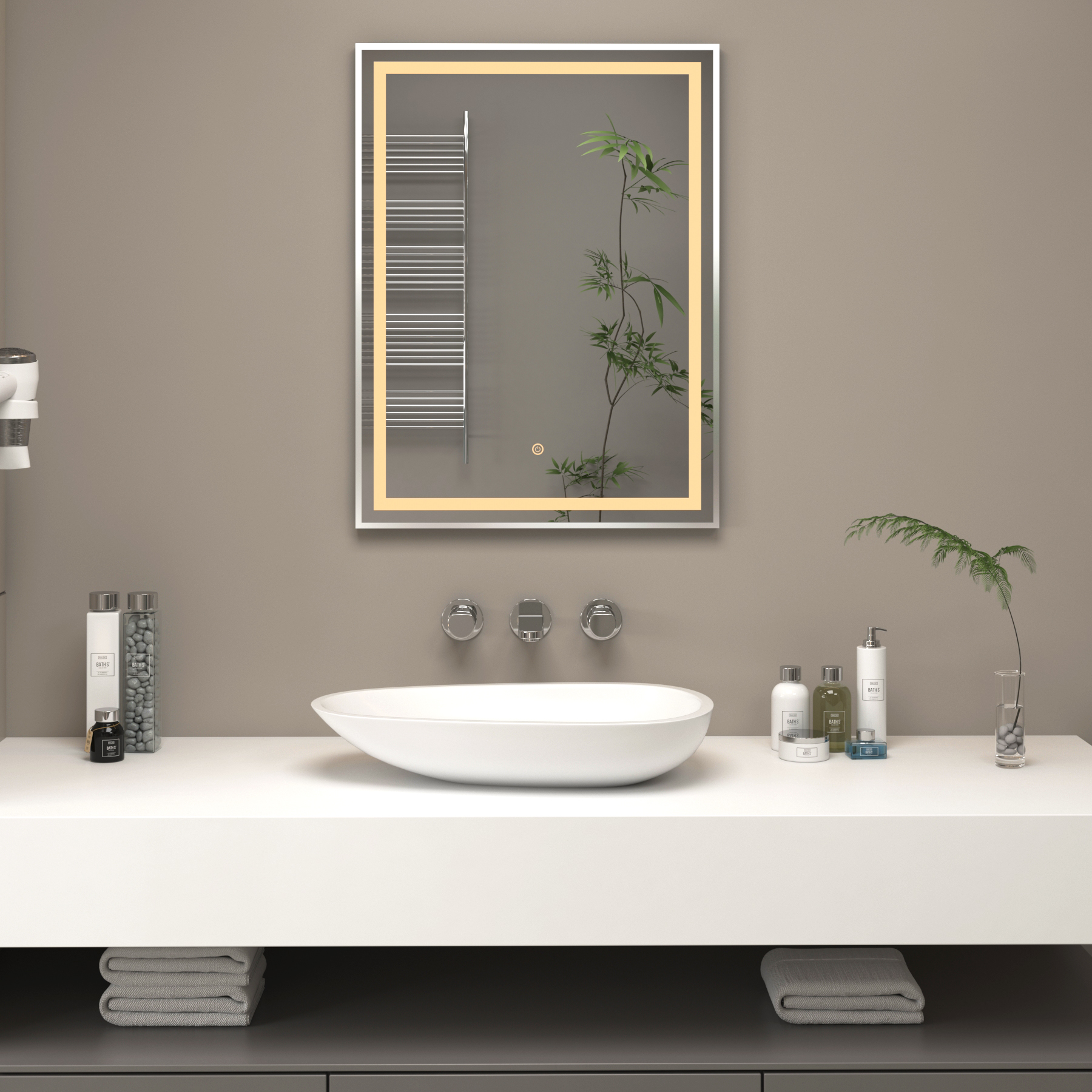 Oslo Frontlit LED Illuminated Framed Mirror with Demister Pad & Touch Sensor - Multiple Colours & Sizes