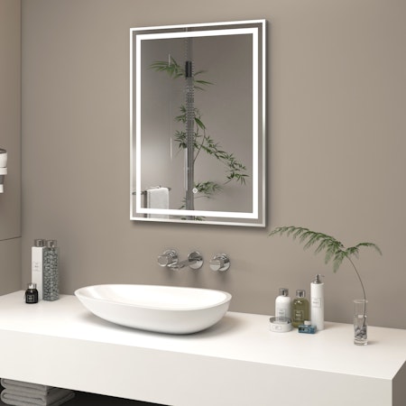 Oslo Chrome LED Framed Rectangle Mirror with Demister Pad & Touch Sensor