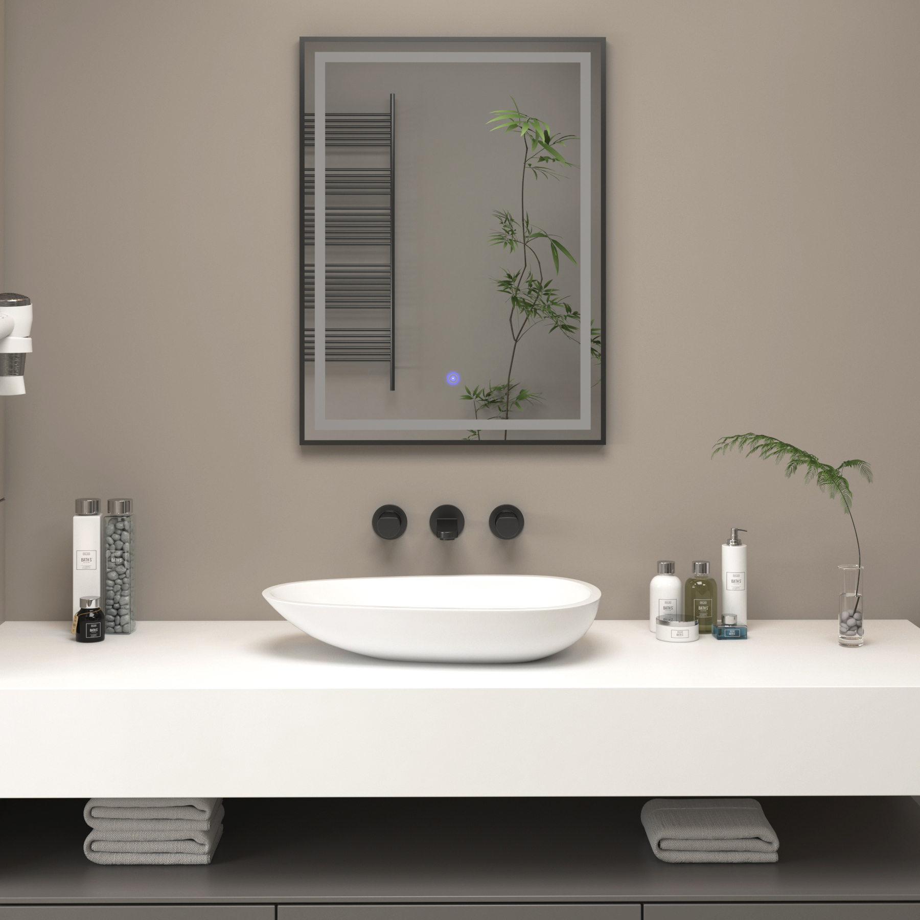 Oslo Frontlit LED Illuminated Framed Mirror with Demister Pad & Touch Sensor - Multiple Colours & Sizes