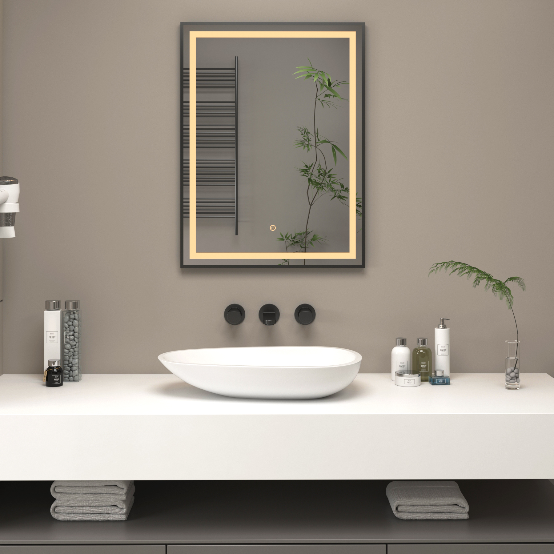 Oslo Frontlit LED Illuminated Framed Mirror with Demister Pad & Touch Sensor - Multiple Colours & Sizes