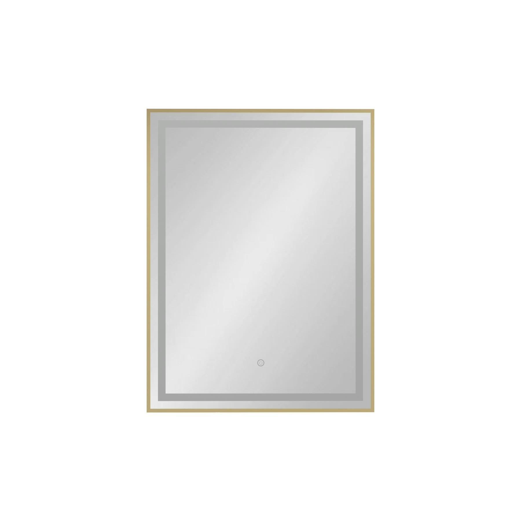 Oslo 600 x 800mm Brushed Brass Aluminum Framed LED Mirror with Demister Pad & Touch Sensor