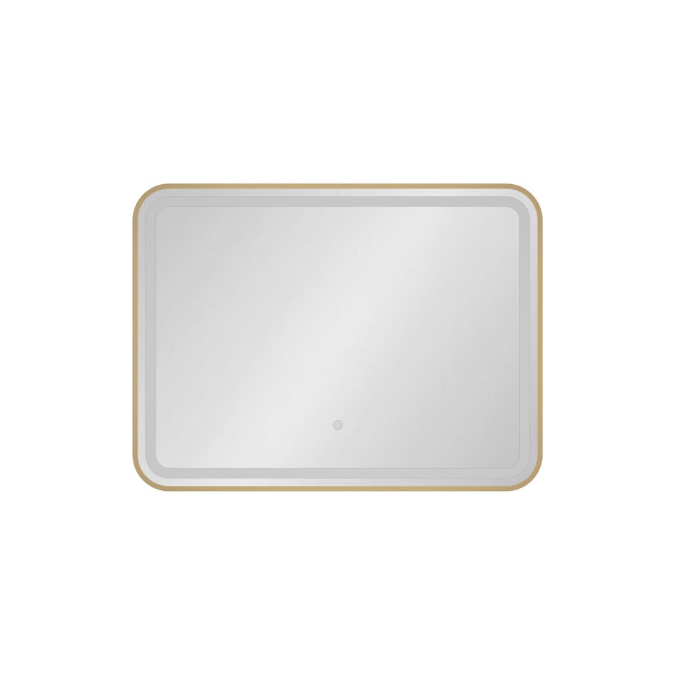 Luna 800 x 600mm Brass Front Lit LED Framed Mirror with Touch Sensor - Anti-Fog