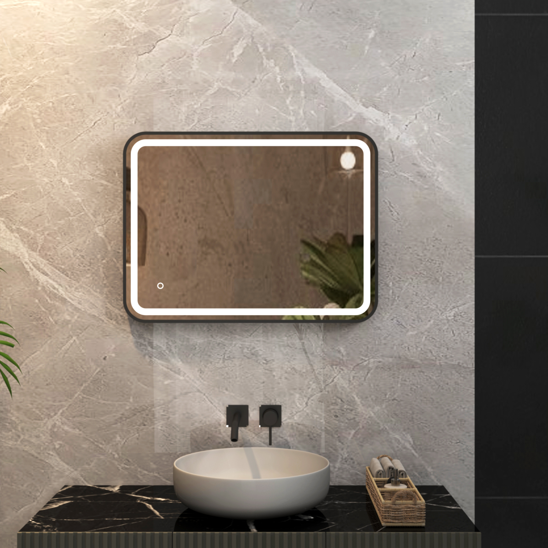 Luna Frontlit LED Illuminated Framed Bathroom Mirror with Demister Pad & Touch Sensor - Multiple Colours & Sizes