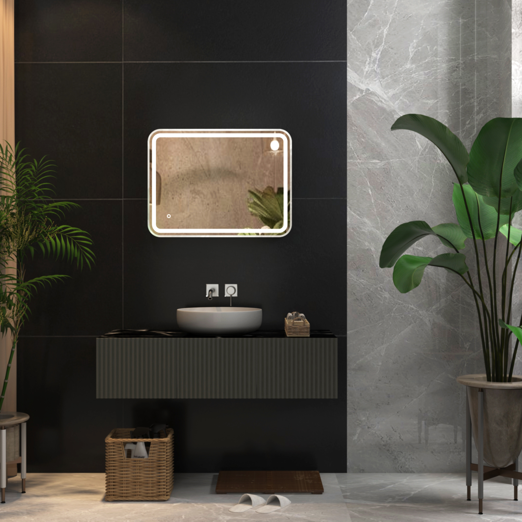 Luna Frontlit LED Framed Illuminated  Bathroom Mirror with Demister Pad & Touch Sensor - Multiple Colours & Sizes
