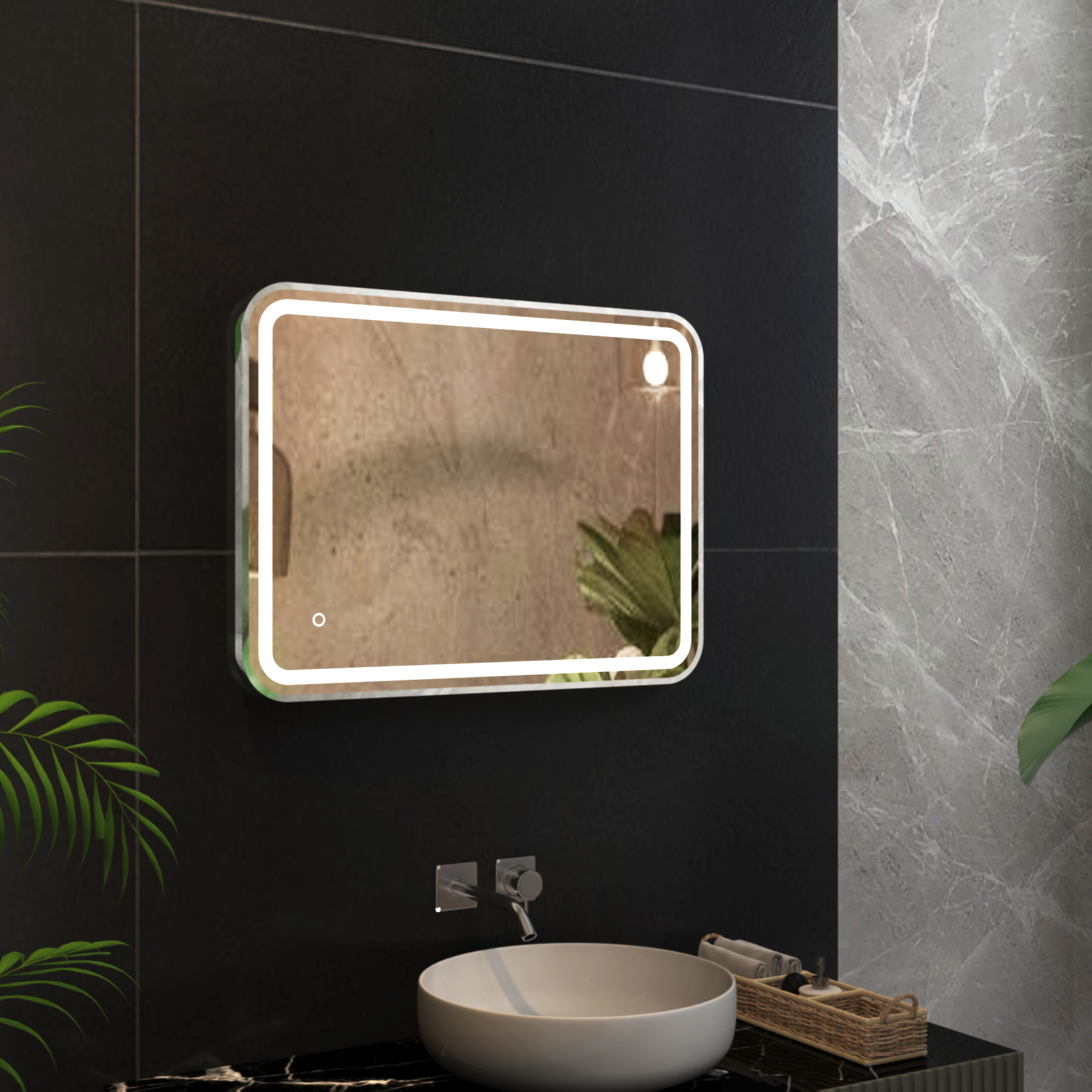 Luna Frontlit LED Framed Illuminated  Bathroom Mirror with Demister Pad & Touch Sensor - Multiple Colours & Sizes