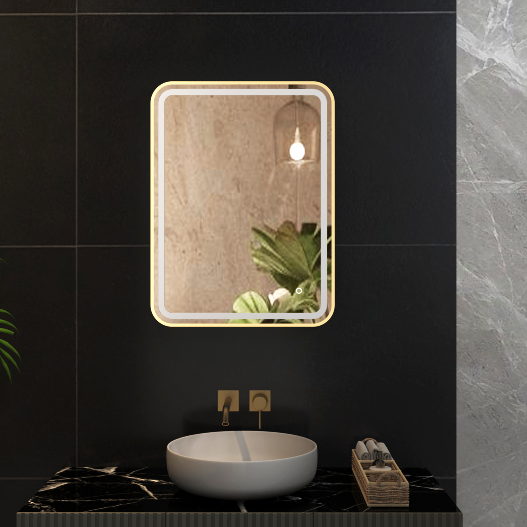 Luna Frontlit LED Illuminated Framed Bathroom Mirror with Demister Pad & Touch Sensor - Multiple Colours & Sizes