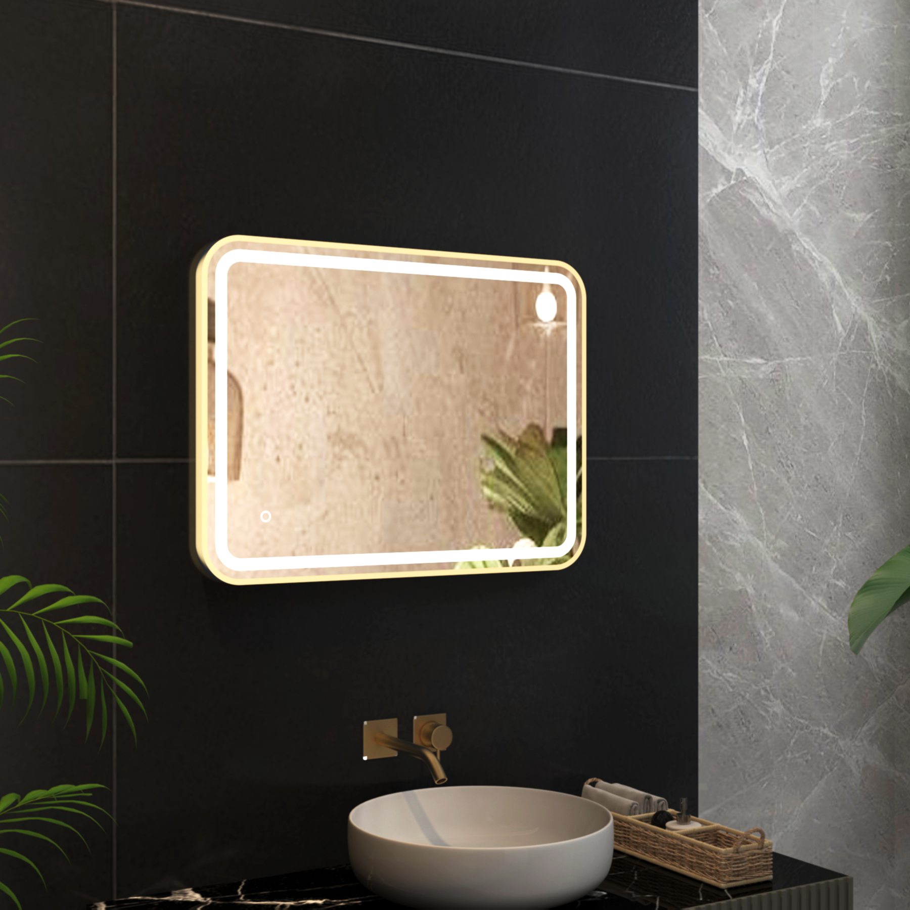 Luna Frontlit LED Framed Illuminated  Bathroom Mirror with Demister Pad & Touch Sensor - Multiple Colours & Sizes