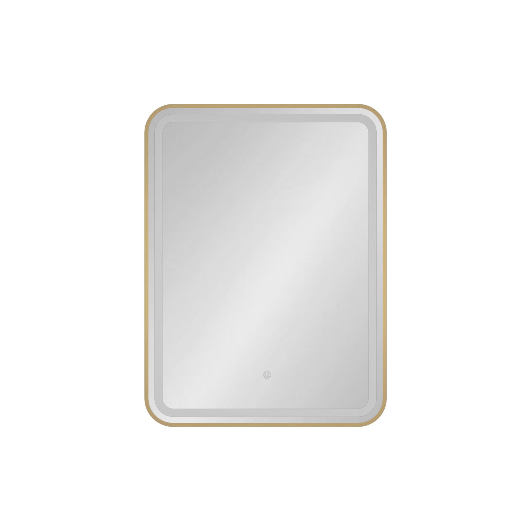 Luna Brushed Brass Frontlit LED Illuminated Framed Rectangular Mirror with Demister Pad & Touch Sensor