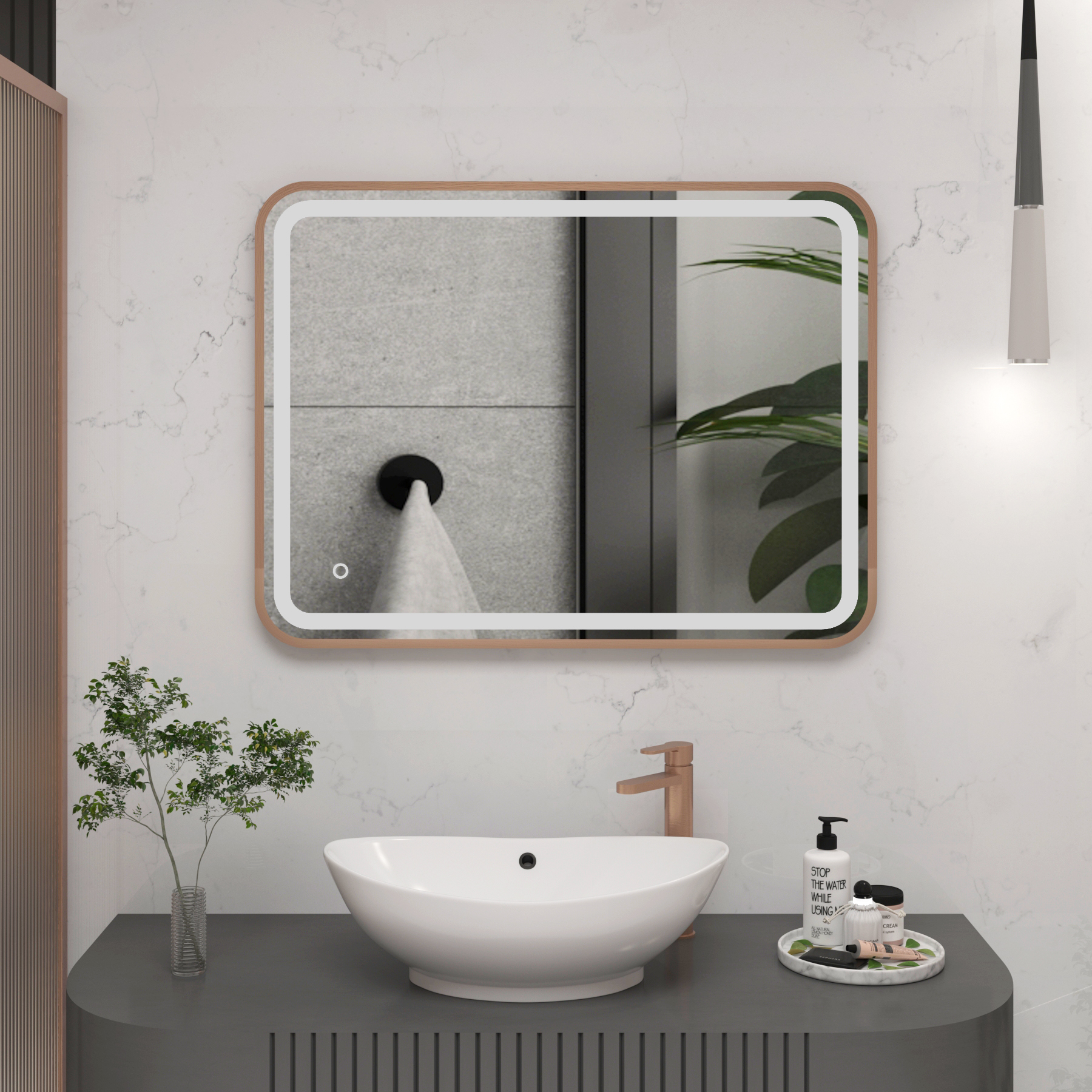 Luna Frontlit LED Illuminated Framed Bathroom Mirror with Demister Pad & Touch Sensor - Multiple Colours & Sizes
