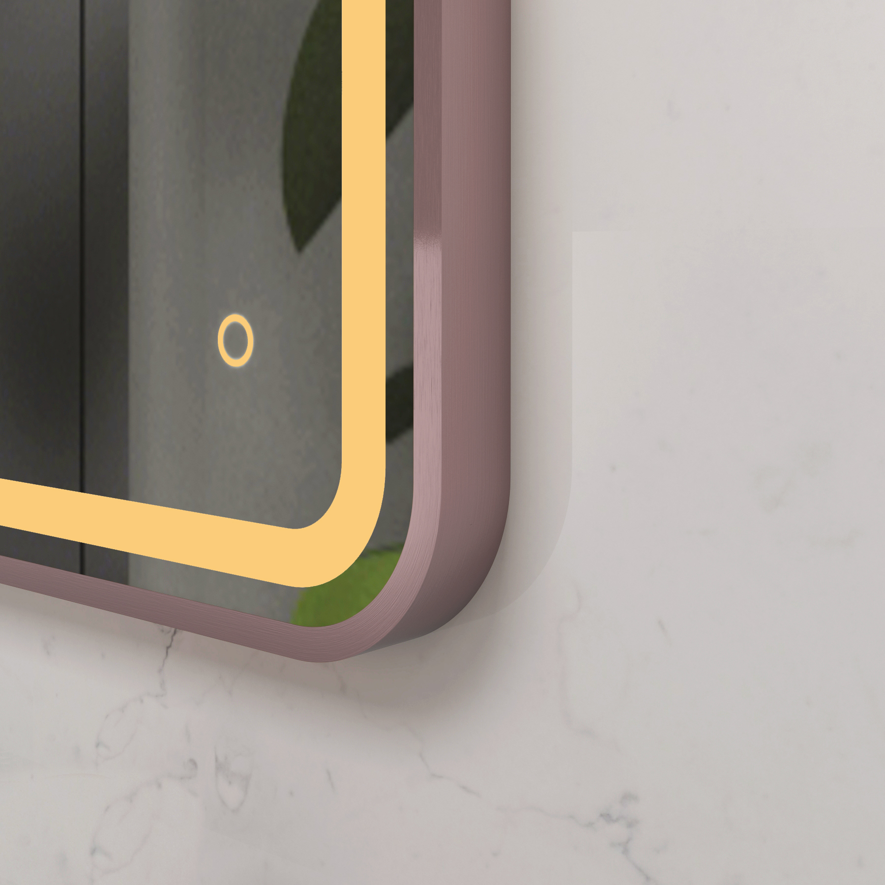 Luna 500 x 700mm Brushed Bronze Frontlit LED Illuminated Framed Mirror with Demister Pad & Touch Sensor