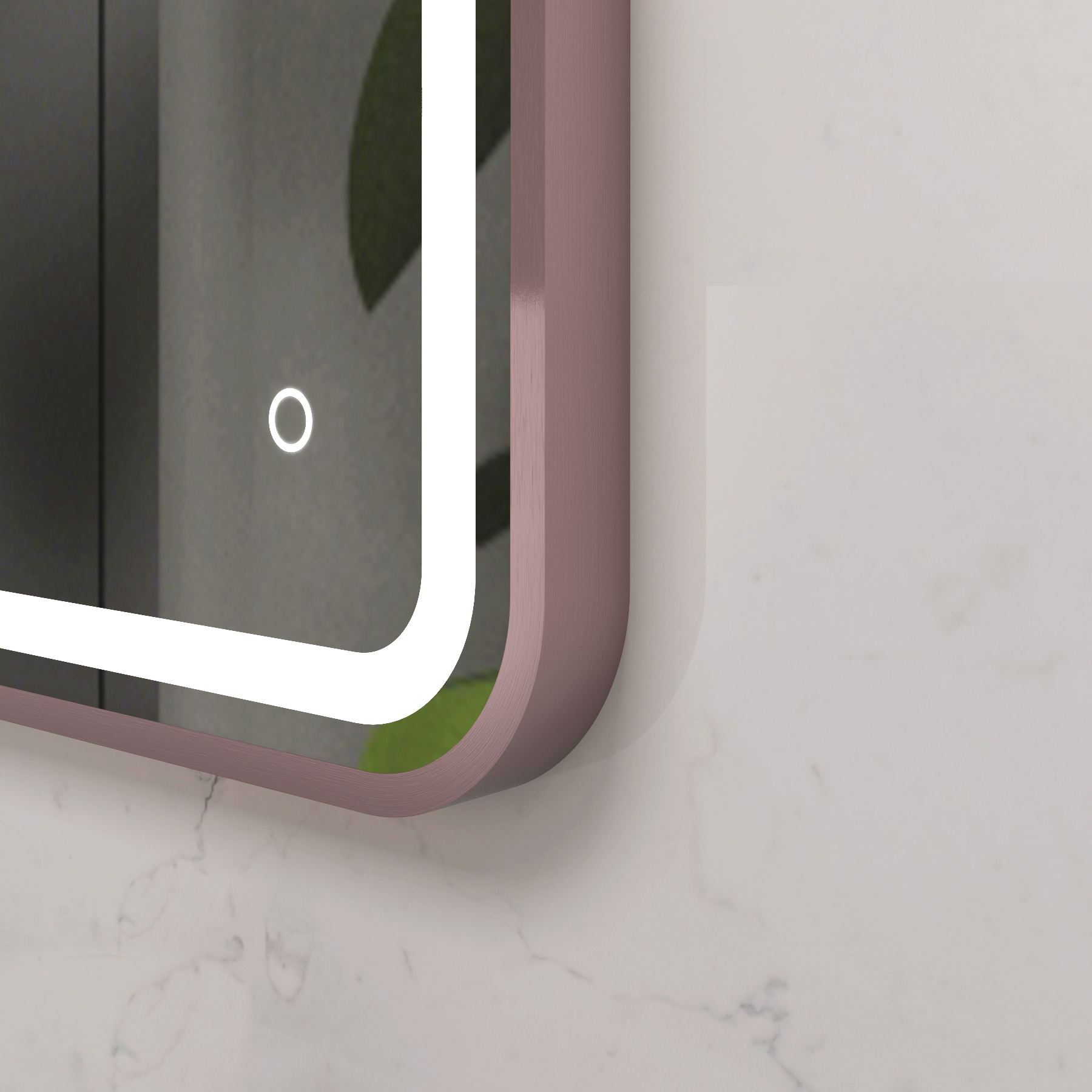 Luna 500 x 700mm Brushed Bronze Frontlit LED Illuminated Framed Mirror with Demister Pad & Touch Sensor