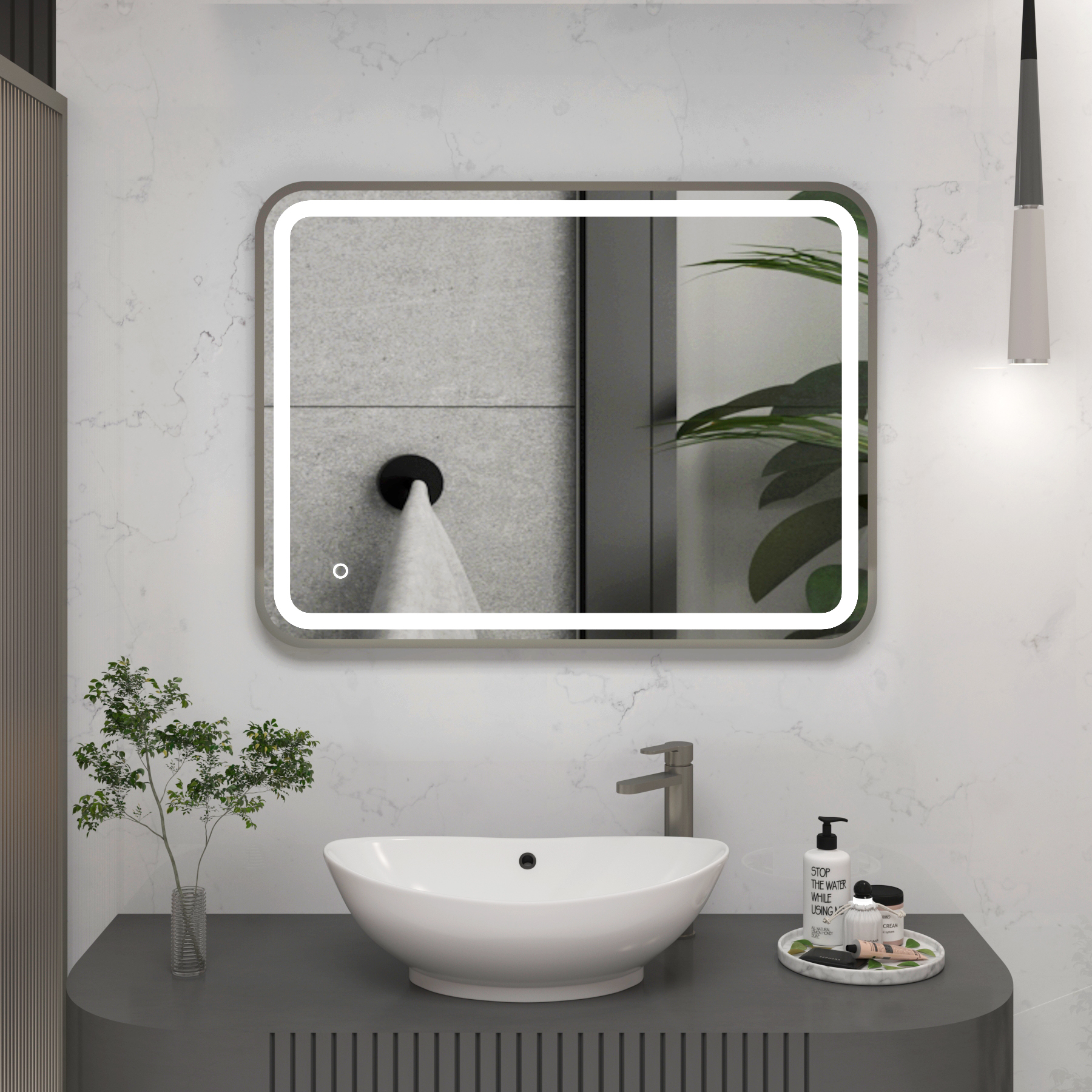 Luna Frontlit LED Framed Illuminated  Bathroom Mirror with Demister Pad & Touch Sensor - Multiple Colours & Sizes