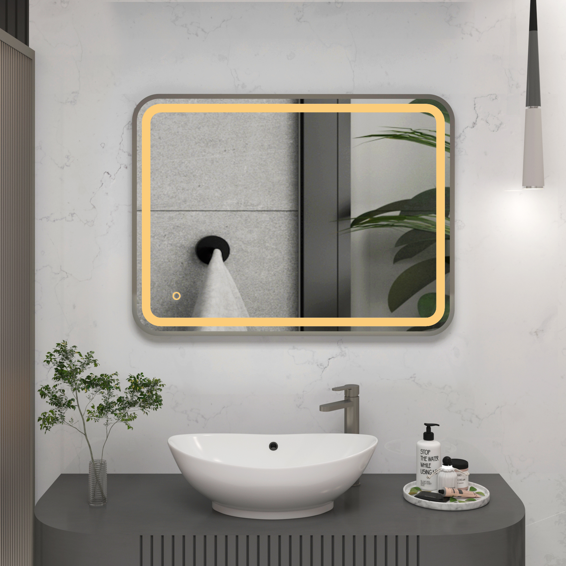 Luna Frontlit LED Framed Illuminated  Bathroom Mirror with Demister Pad & Touch Sensor - Multiple Colours & Sizes