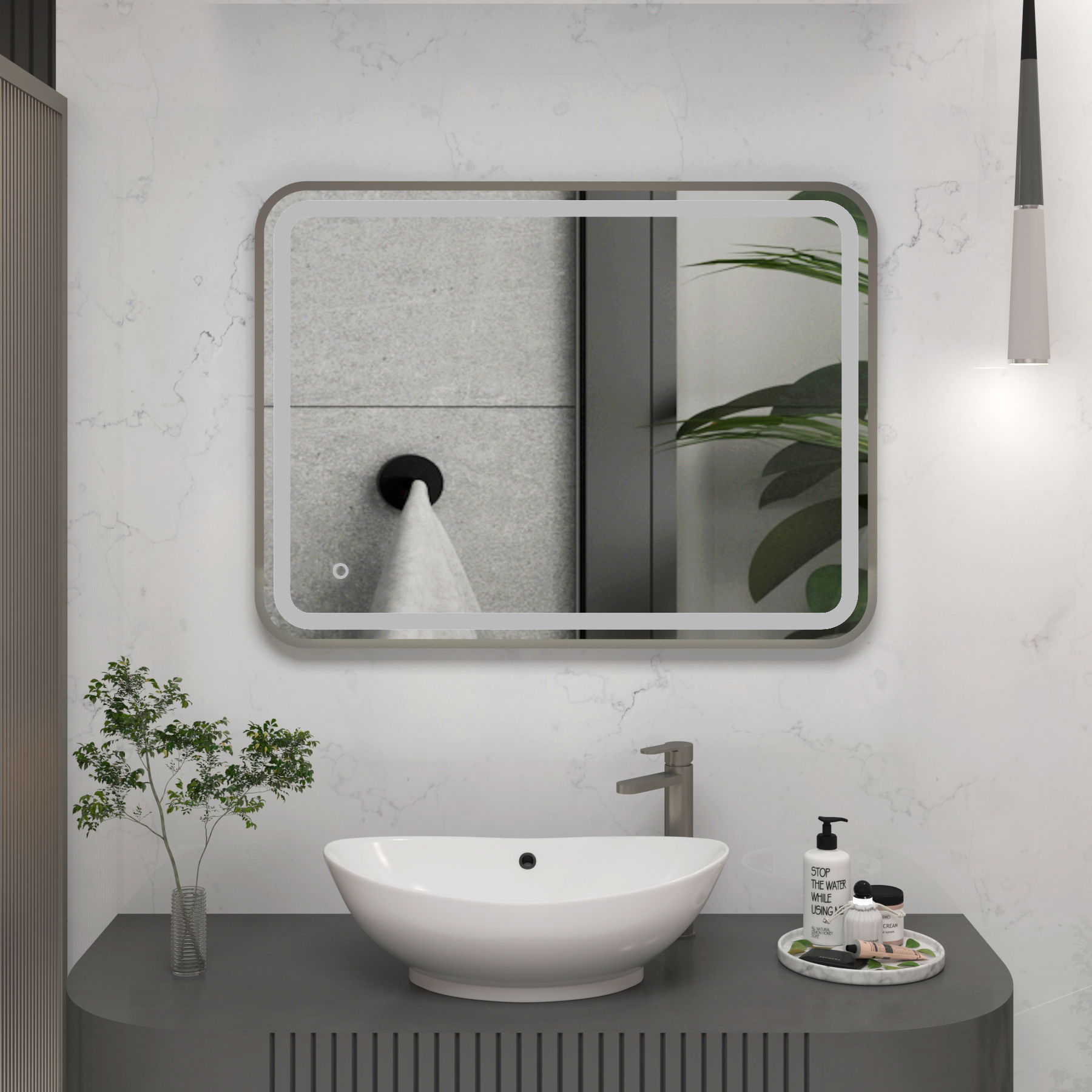 Luna Frontlit LED Illuminated Framed Bathroom Mirror with Demister Pad & Touch Sensor - Multiple Colours & Sizes
