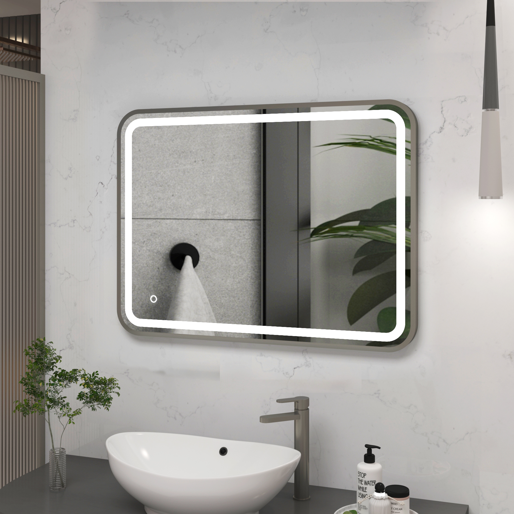 Luna Frontlit LED Framed Illuminated  Bathroom Mirror with Demister Pad & Touch Sensor - Multiple Colours & Sizes