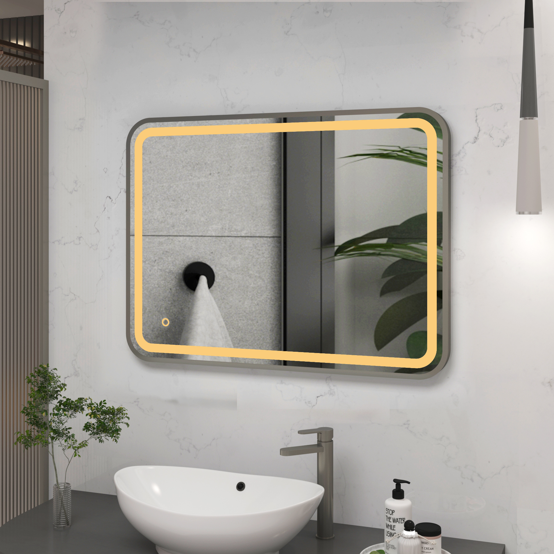 Luna Frontlit LED Framed Illuminated  Bathroom Mirror with Demister Pad & Touch Sensor - Multiple Colours & Sizes