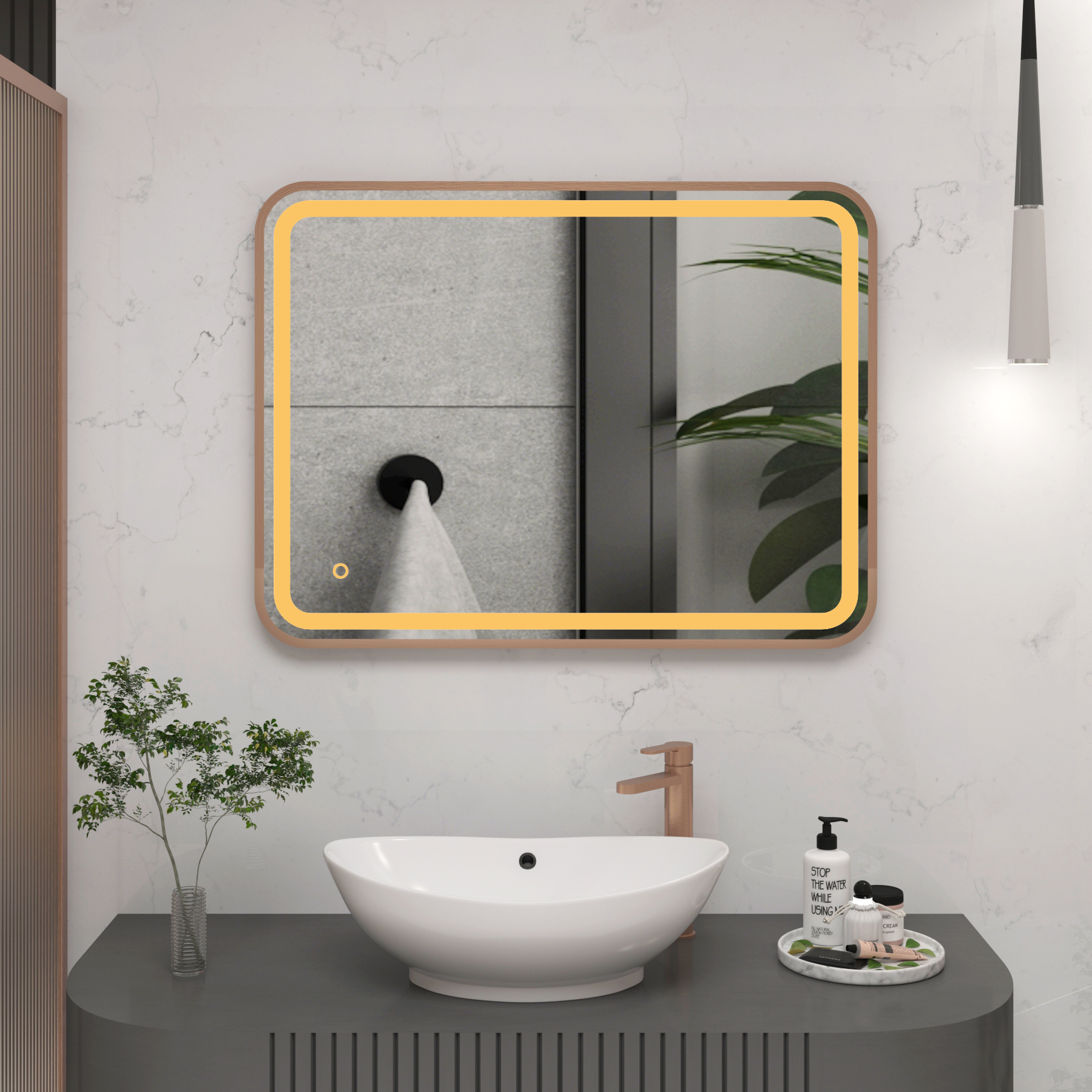 Luna Frontlit LED Framed Illuminated  Bathroom Mirror with Demister Pad & Touch Sensor - Multiple Colours & Sizes