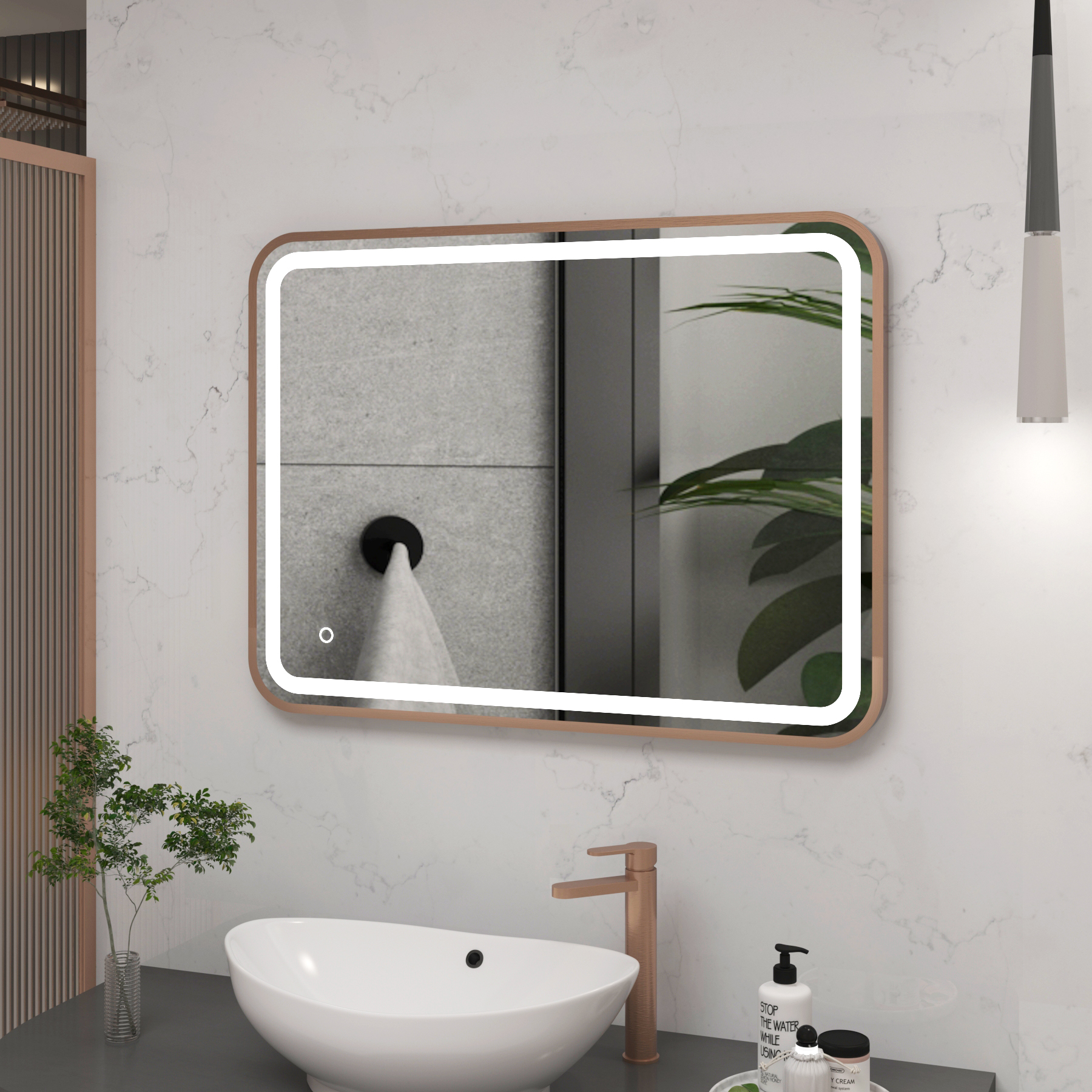 Luna Frontlit LED Framed Illuminated  Bathroom Mirror with Demister Pad & Touch Sensor - Multiple Colours & Sizes