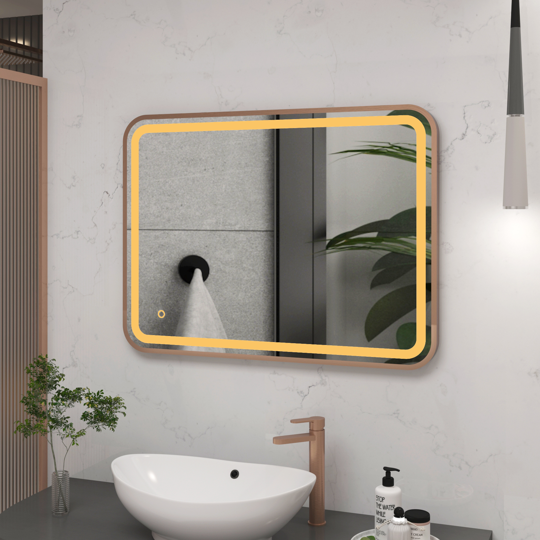 Luna Frontlit LED Framed Illuminated  Bathroom Mirror with Demister Pad & Touch Sensor - Multiple Colours & Sizes