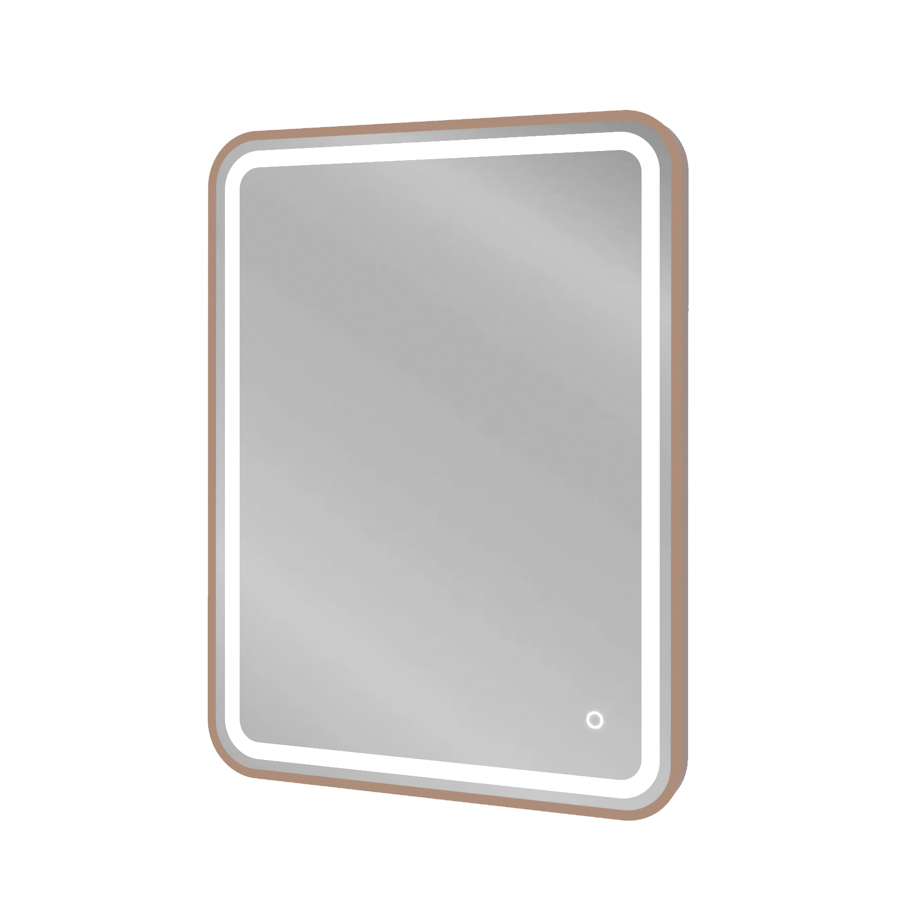 Luna 600 x 800mm Brushed Bronze Frontlit LED Illuminated Framed Mirror with Demister Pad & Touch Sensor