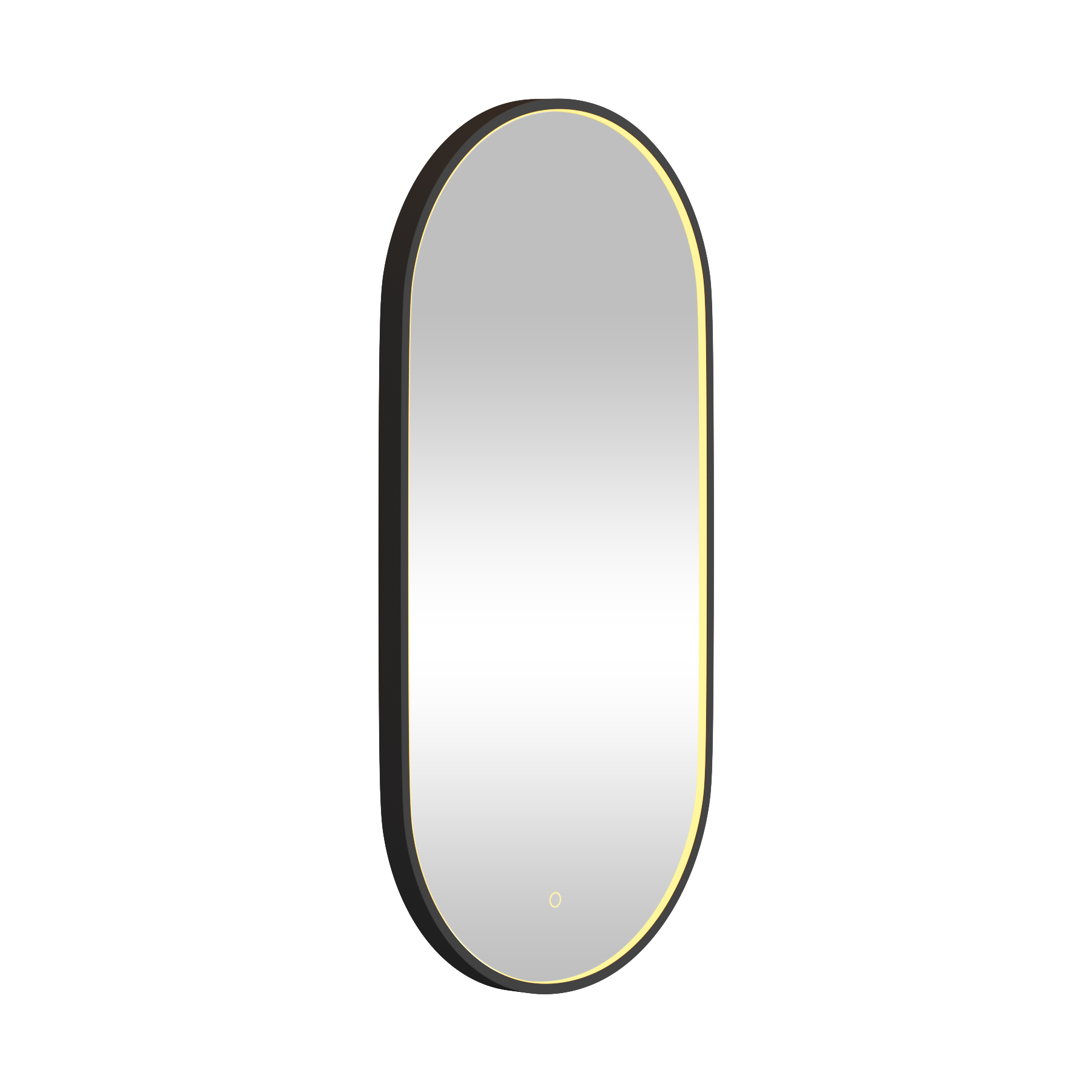 Luxor 900 x 450mm Matt Black Framed Capsule Mirror Within Frame LED, Touch Sensor & Demister Pad